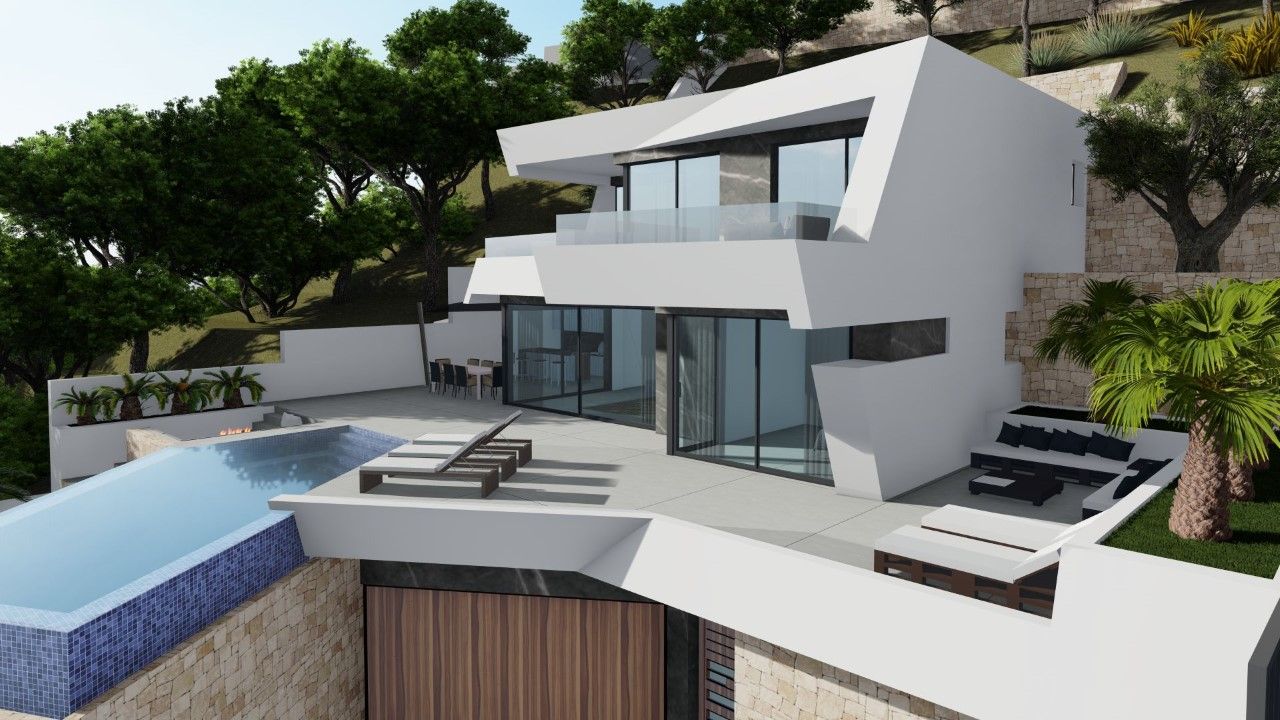 Villa for sale in Maryvilla, Calpe - exterior view of new-build property on 770m2 plot