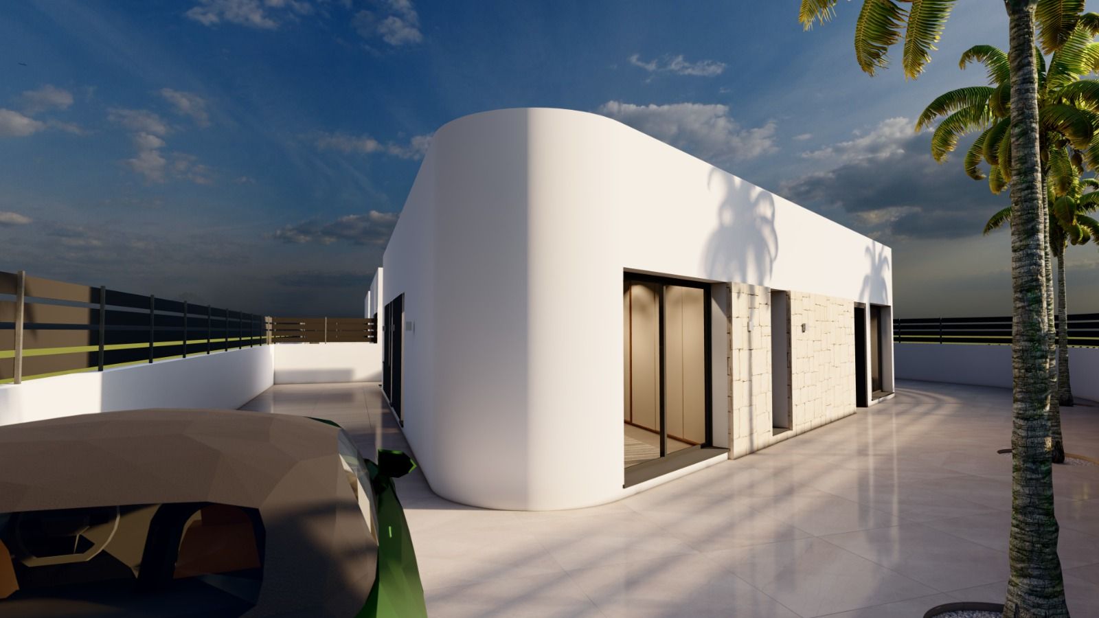 Rear exterior of new-build villa in Urbanización Monteazul, Benijofar