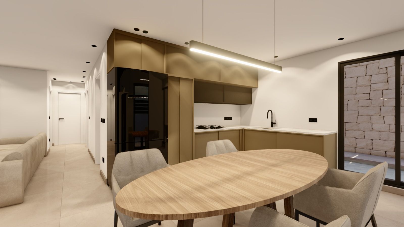 Flooring and wall finish in living area, villa in Urbanización Monteazul