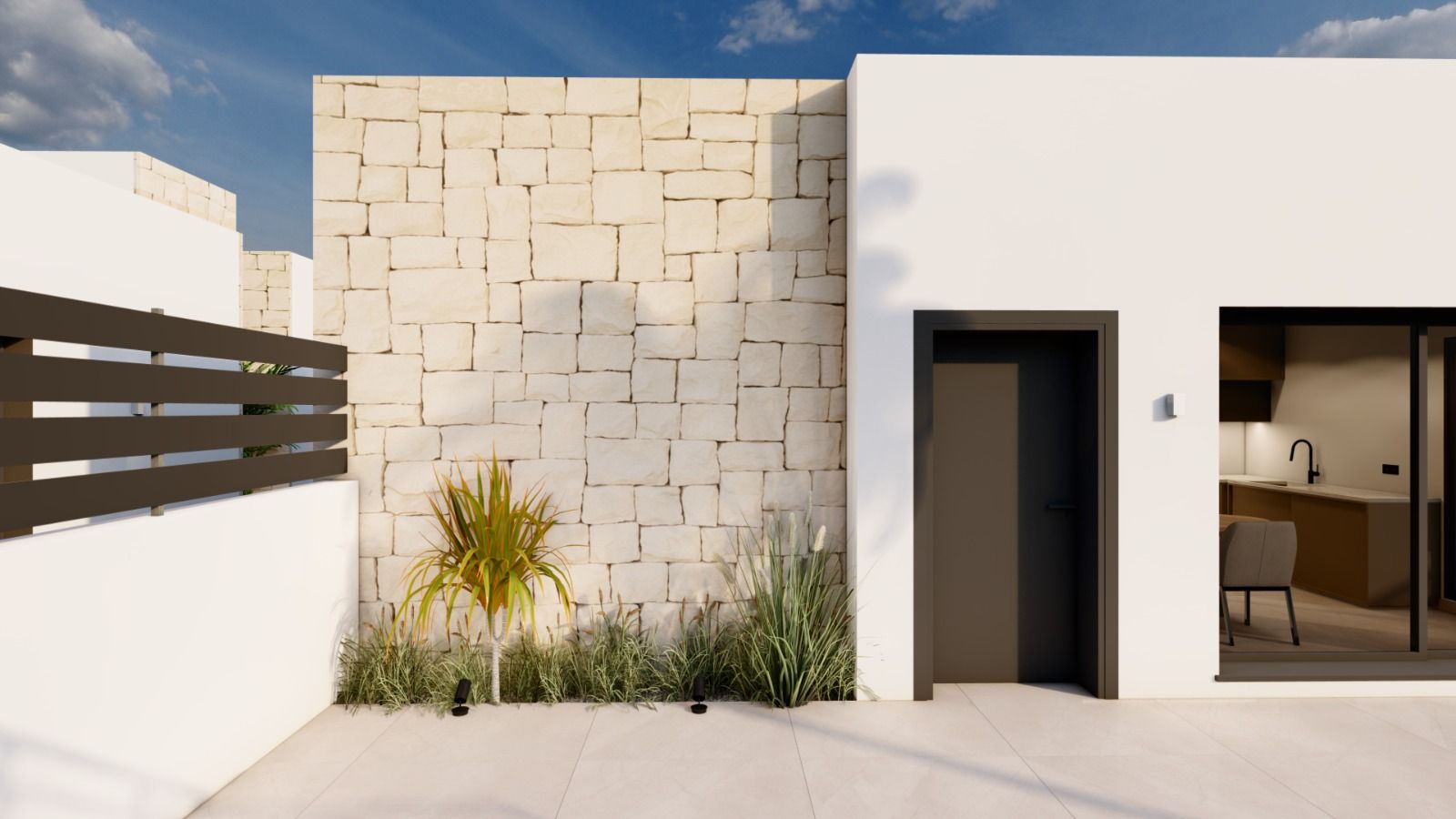 Side elevation of new-build villa in Urbanización Monteazul, Benijofar