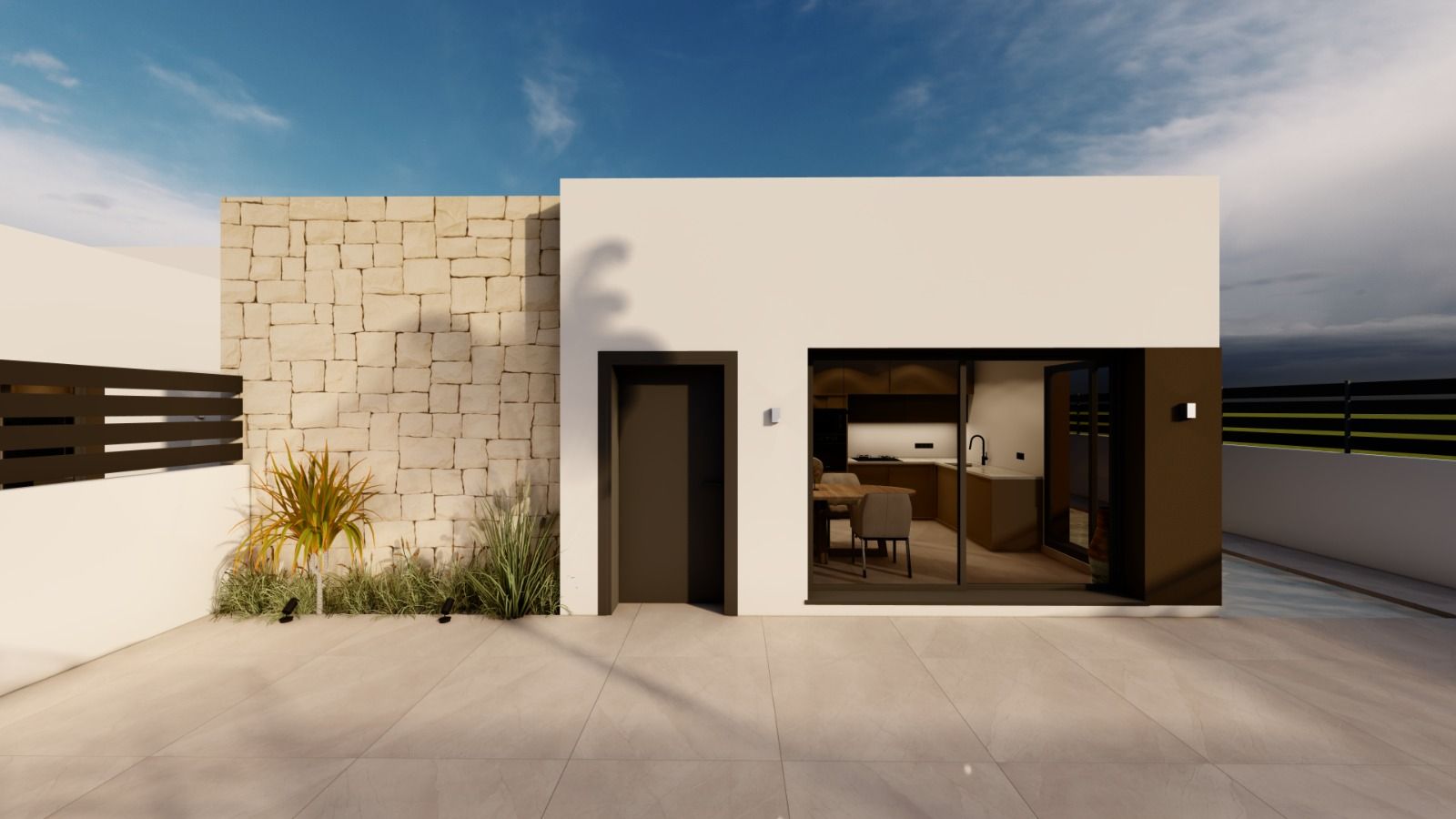 Pool area or pool surroundings, new-build villa, Urbanización Monteazul