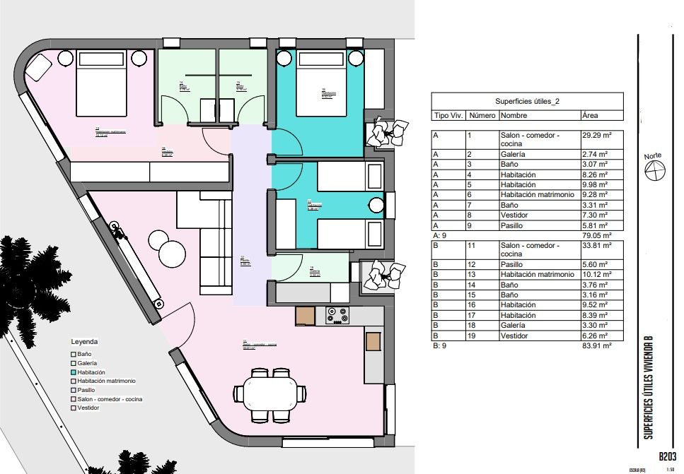 Floor plan of 3-bedroom villa in Urbanización Monteazul, Benijofar