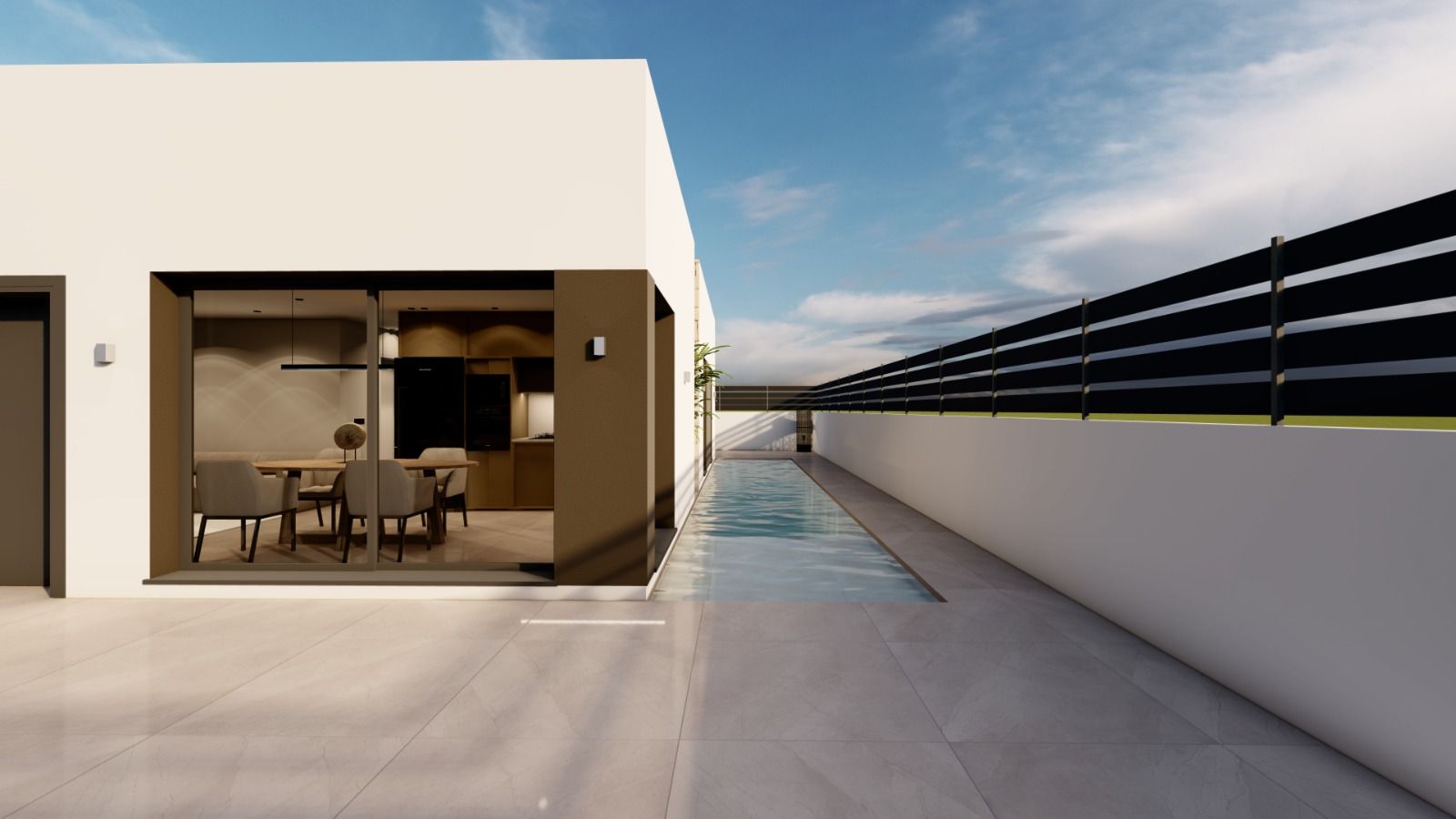 View from bedroom window in new-build villa, Urbanización Monteazul