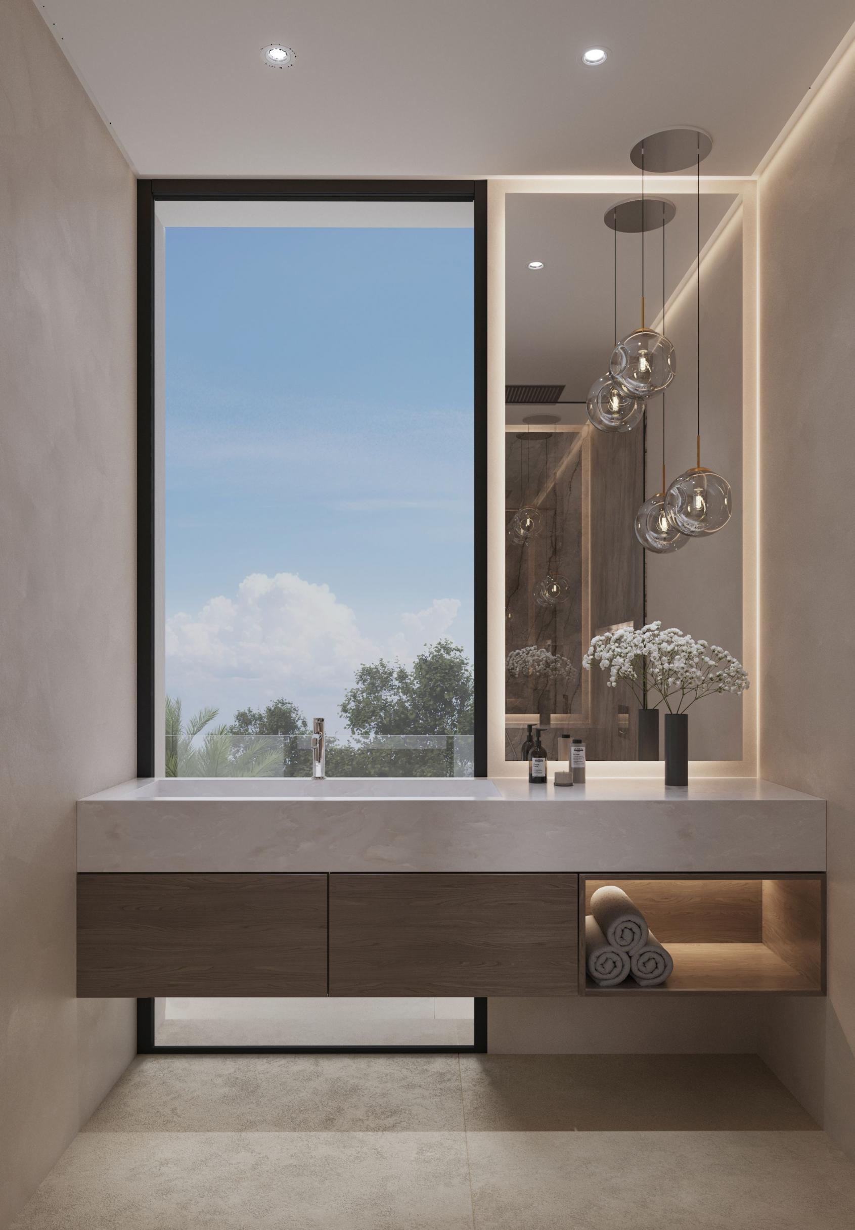 Pool area in new-build villa, Estepona