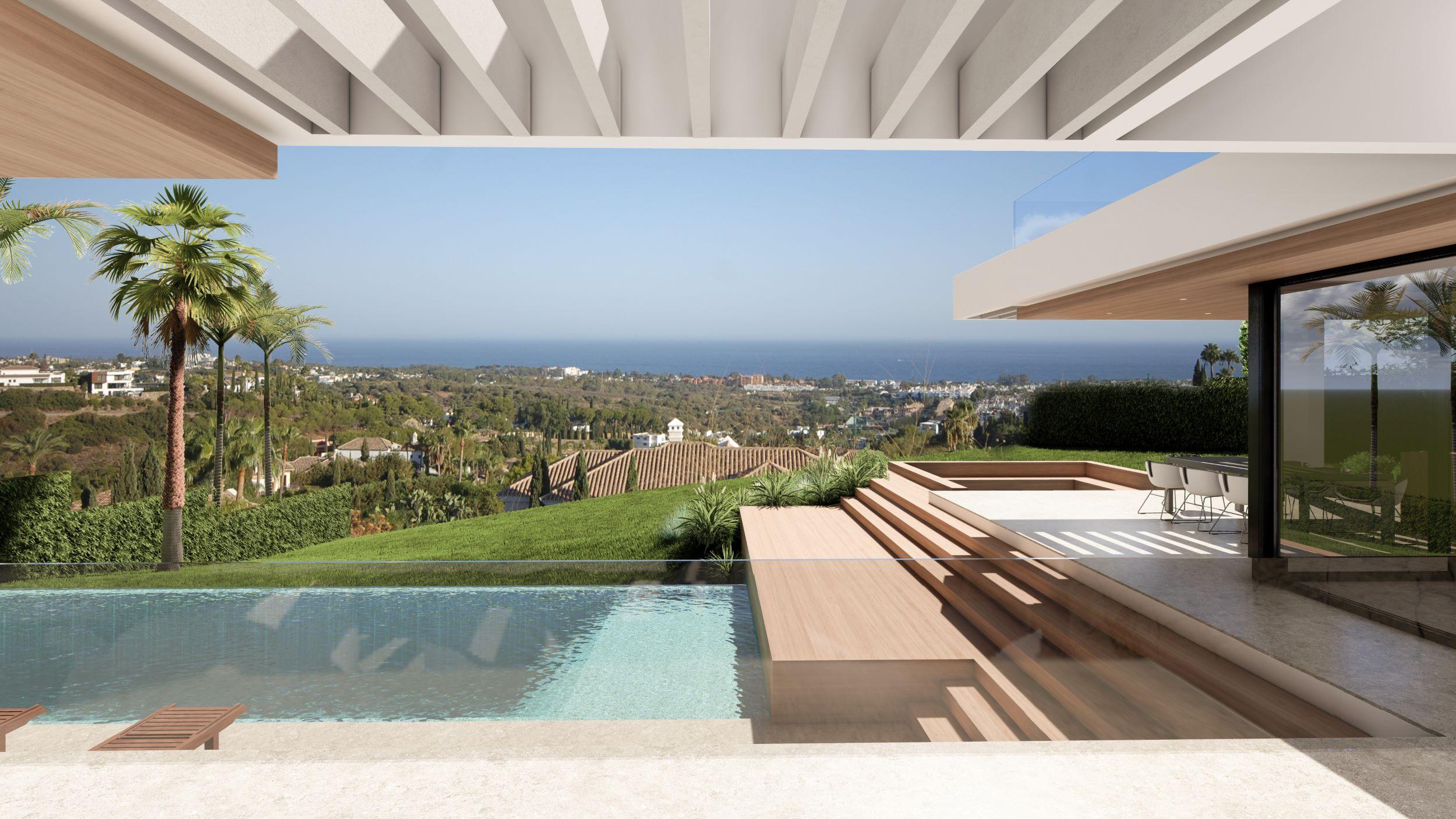 Solarium level of new-build villa in Los Flamingos, Benahavis
