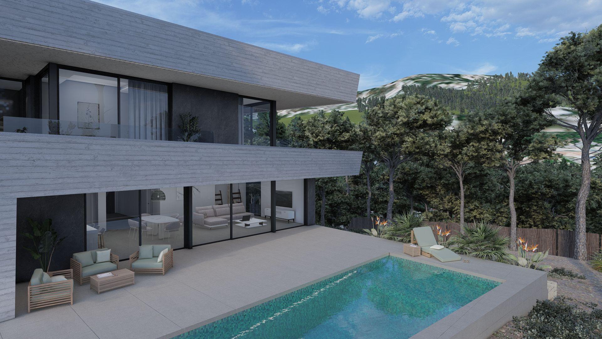 Swimming pool area in new-build villa, Altea Hills, Altea