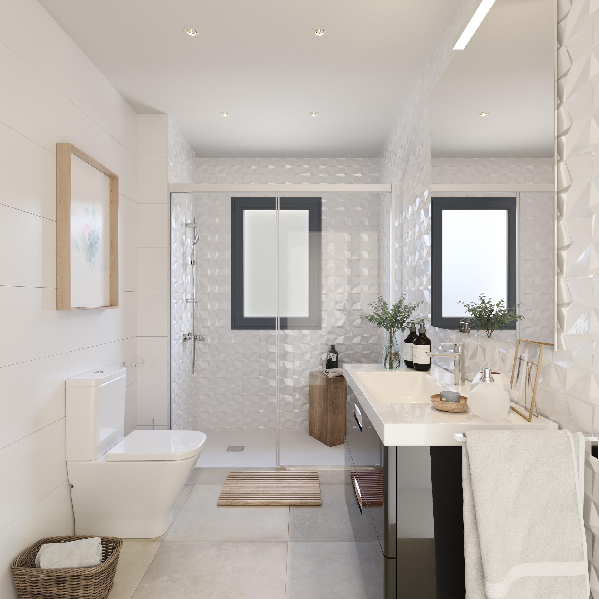 Kitchen with integrated appliances and tiled floor
