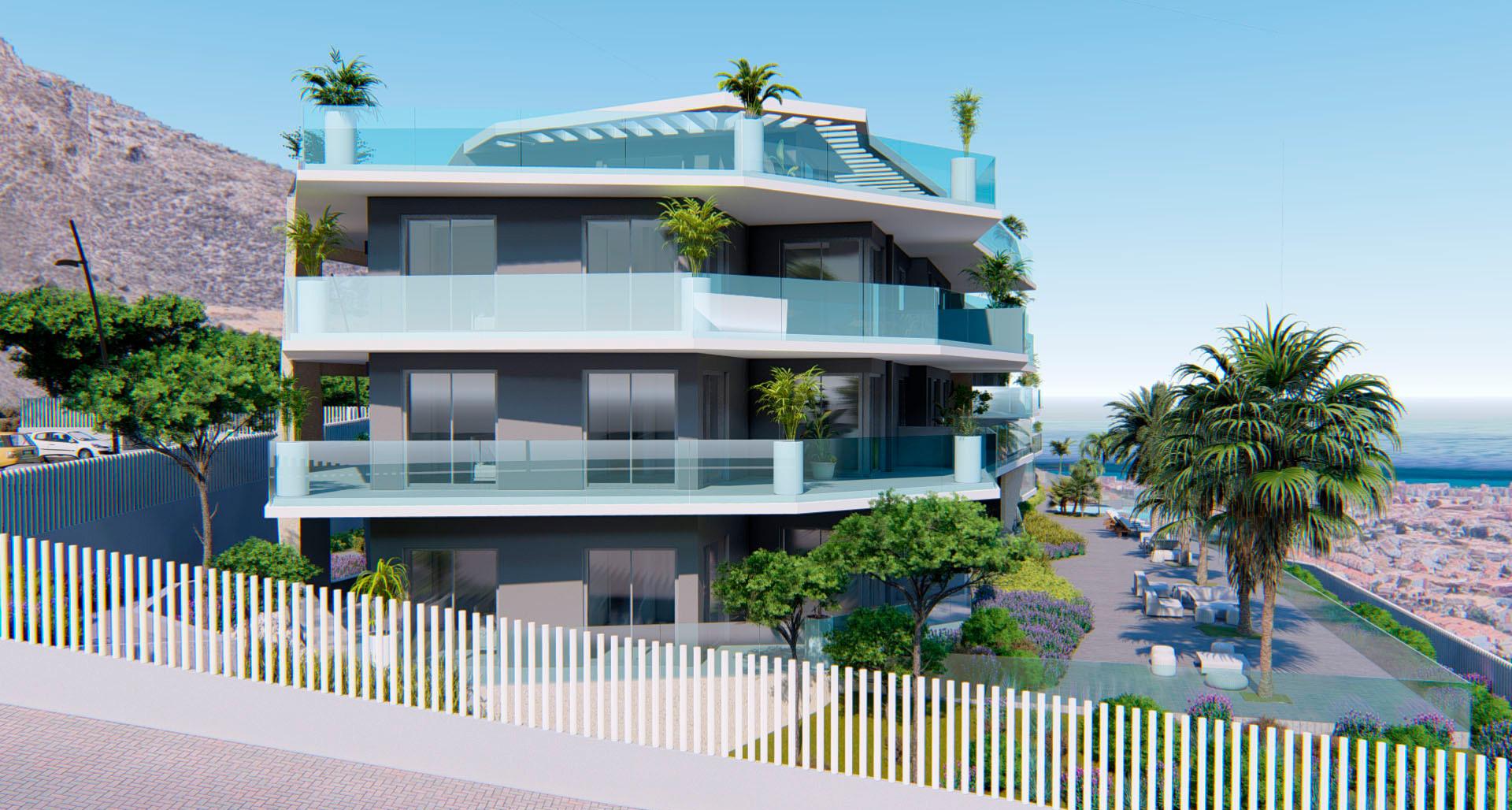 Communal pool area of new-build development, Montealto, Benalmádena