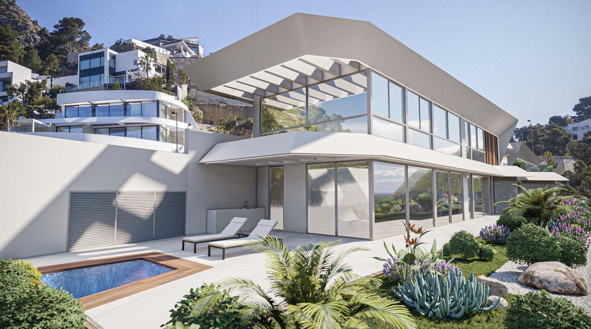 Villa for sale in Puerto, Calpe - exterior view of new-build property