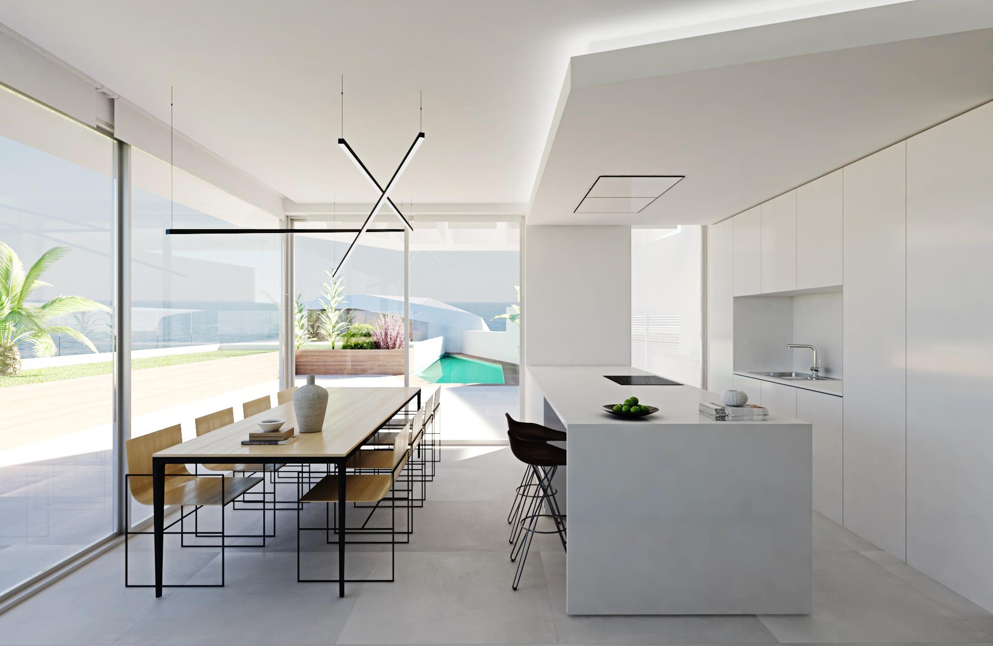 Exterior facade detail, new-build villa, Puerto, Calpe