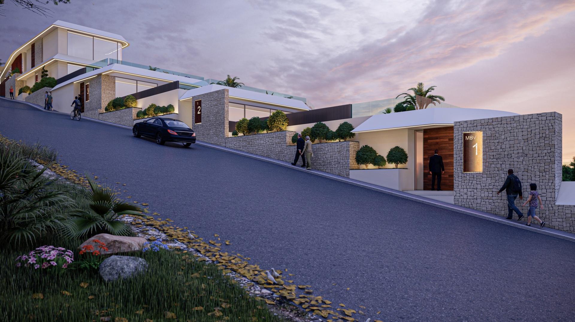 View towards Ifach rock from new-build villa, Puerto, Calpe