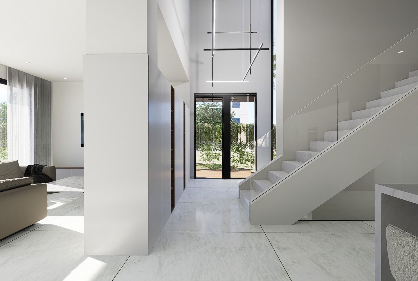 Main bathroom with large format tiles in new-build villa, Coloma