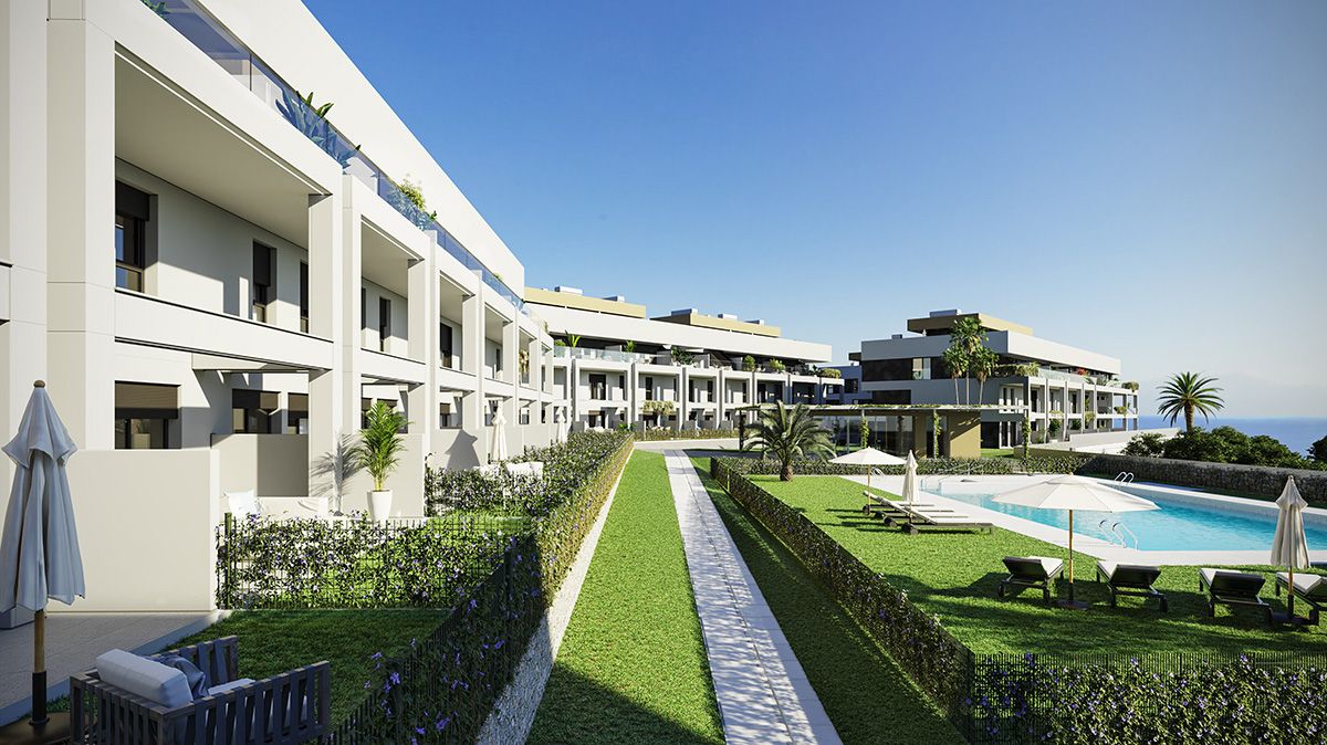 New-build penthouse for sale in Urb Playa Cancelada, Estepona - top-floor exterior view of two-storey residential building