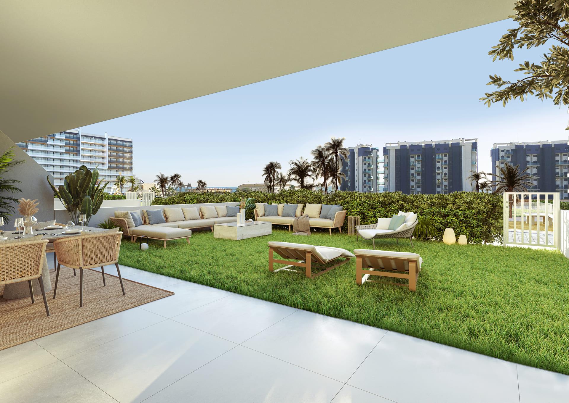 View from third-floor apartment looking towards surrounding area, Punta Prima