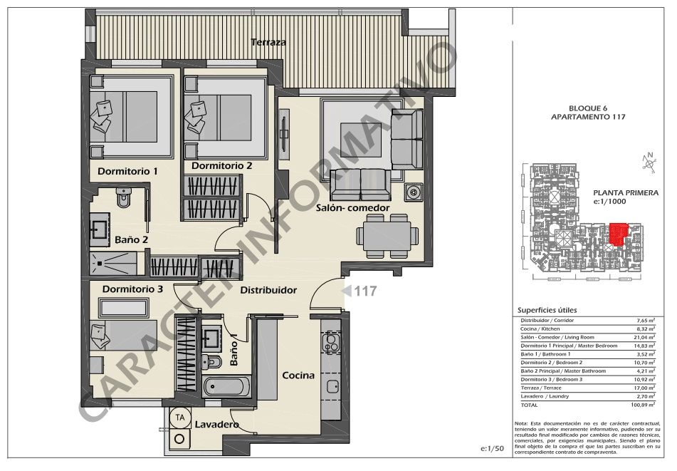 Floor plan of 3-bedroom apartment in Rodeo Alto-Guadaiza-La Campana, Marbella