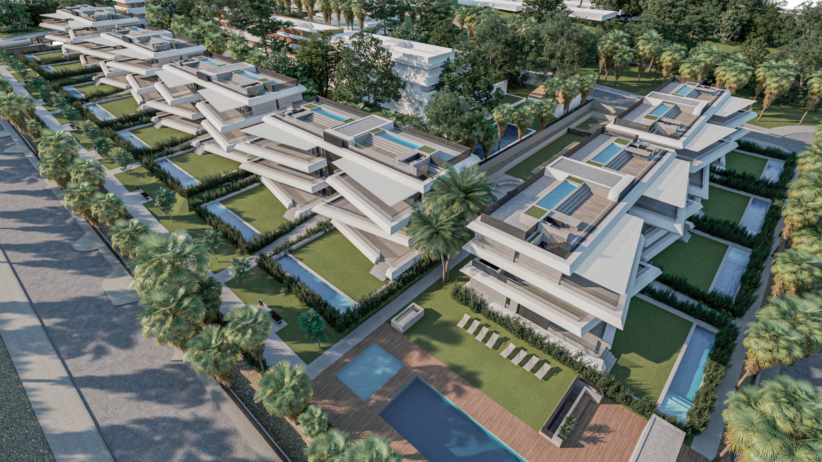 Aerial or elevated view of Selwo development site, Estepona
