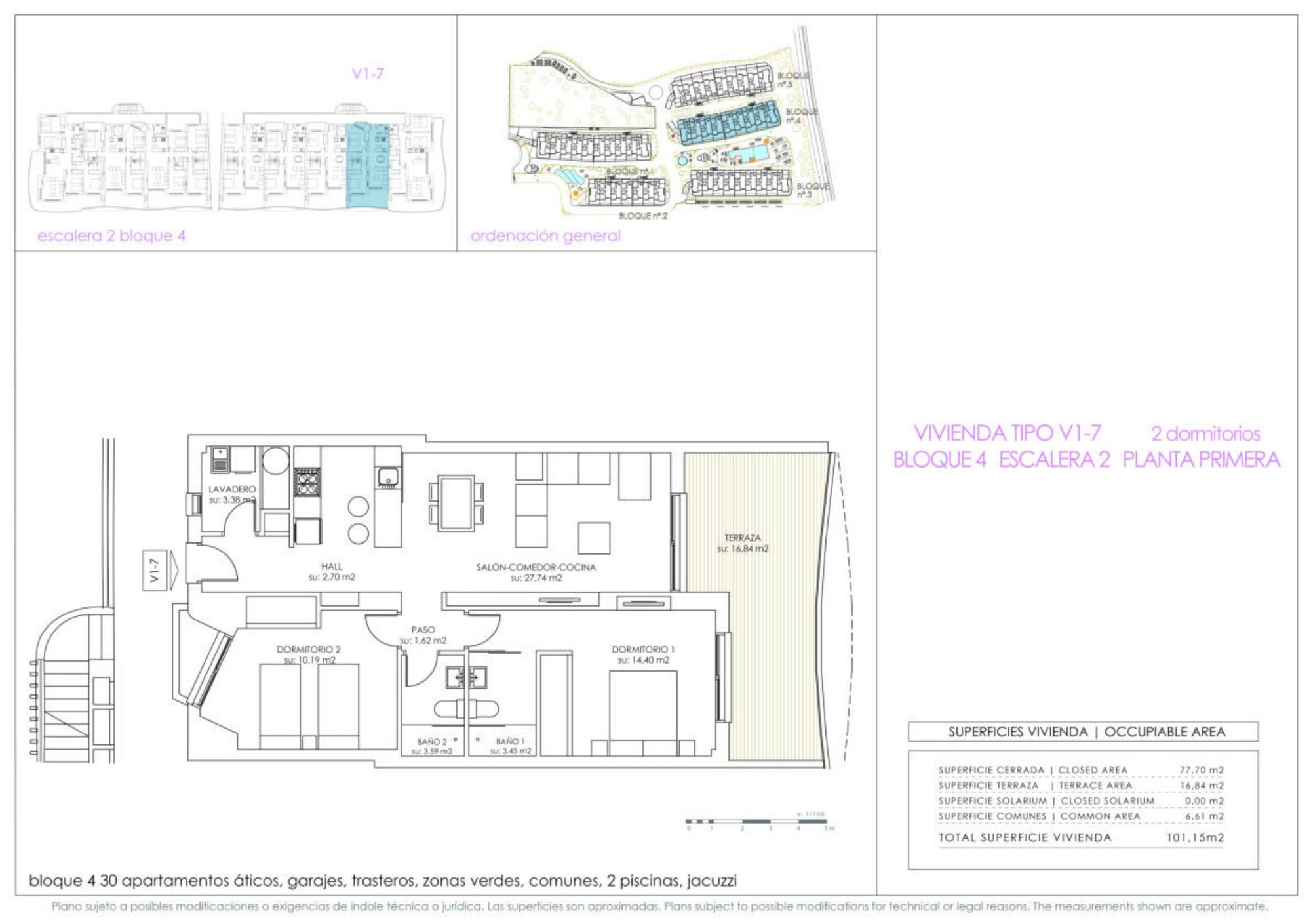 Floor plan of 2-bedroom apartment, La Zenia, Orihuela Costa