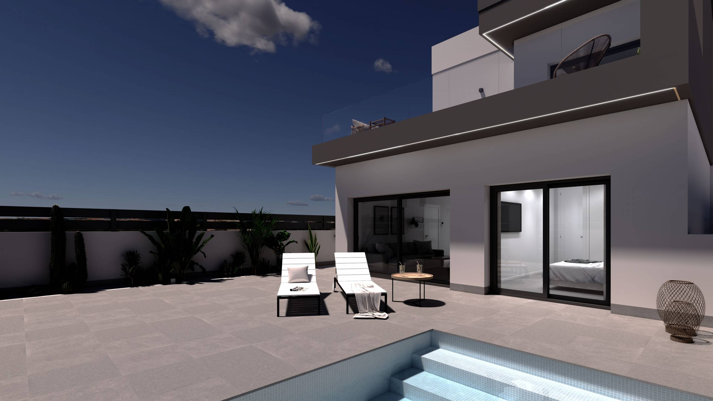 Side elevation of new-build villa, Pueblo 4, Benijofar