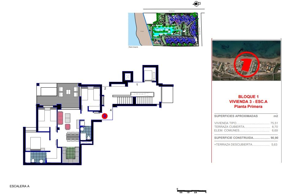 Floor plan of the 3-bedroom apartment in LAlmadrava-LEstanyò