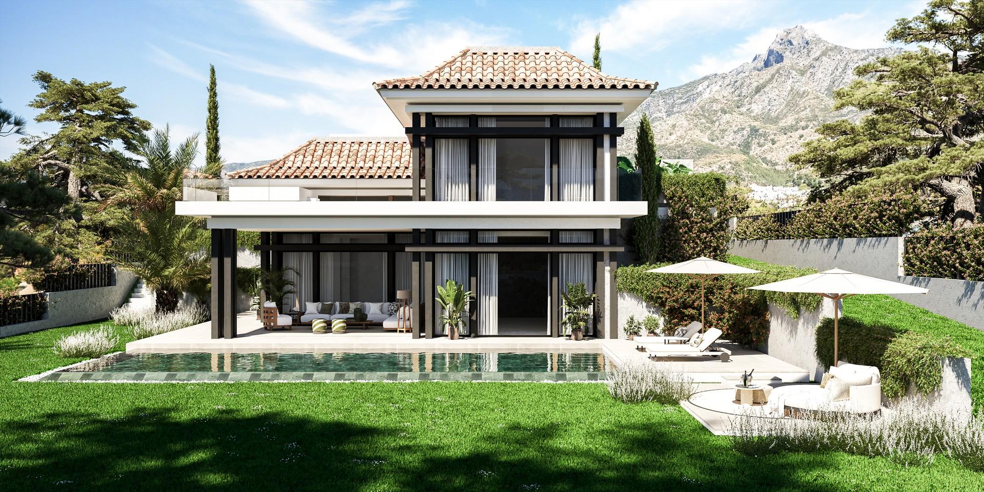 Pool area in new-build villa, Nagüeles, Marbella
