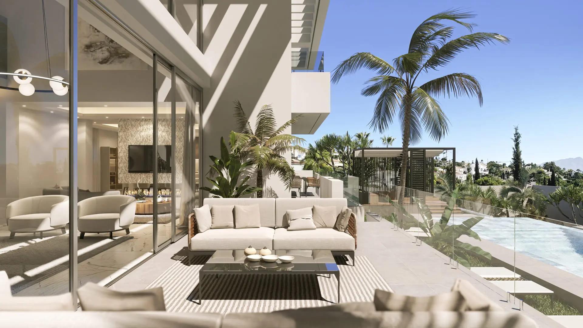 Open-plan living and dining area in 6-bedroom villa, Cortés