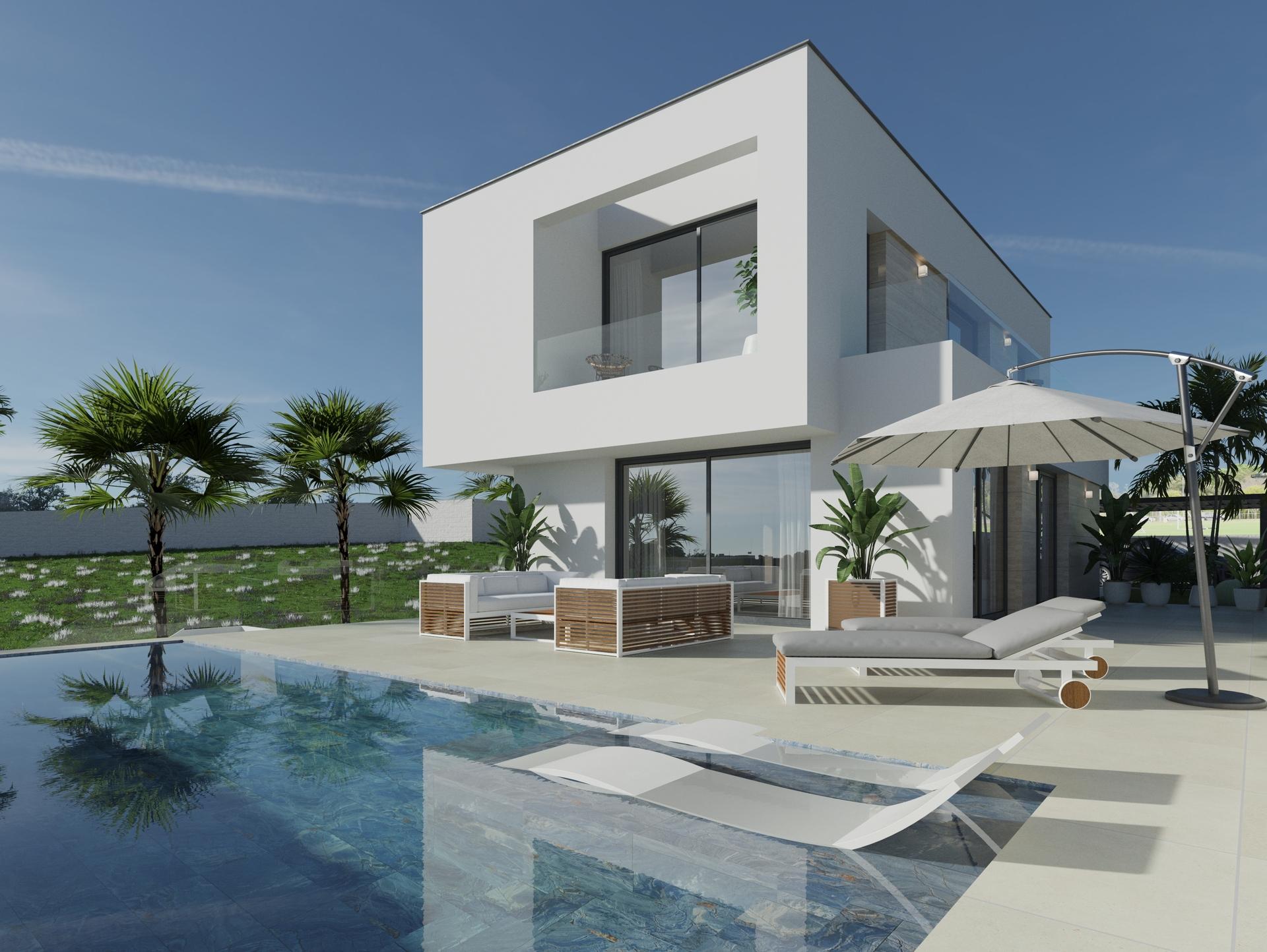 Front elevation of 3-bedroom new-build villa, Centro de la Ciudad Quesada, Rojales