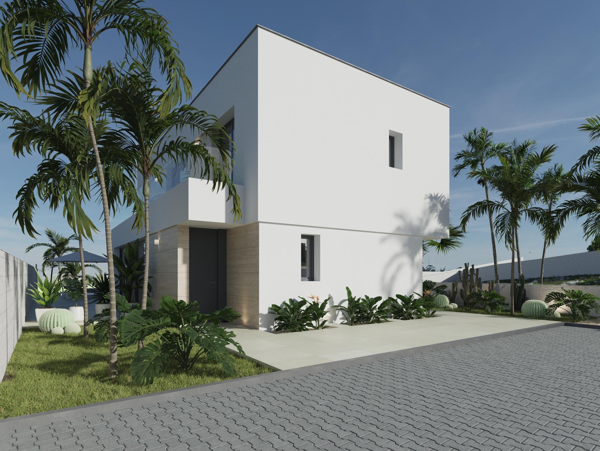 Garden boundary and landscaping, new-build villa plot, Ciudad Quesada