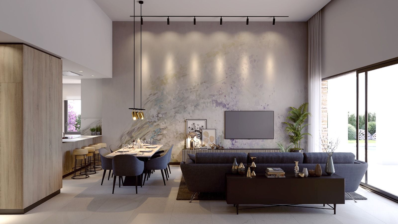 Living area interior of 3-bedroom new-build villa, Algorfa