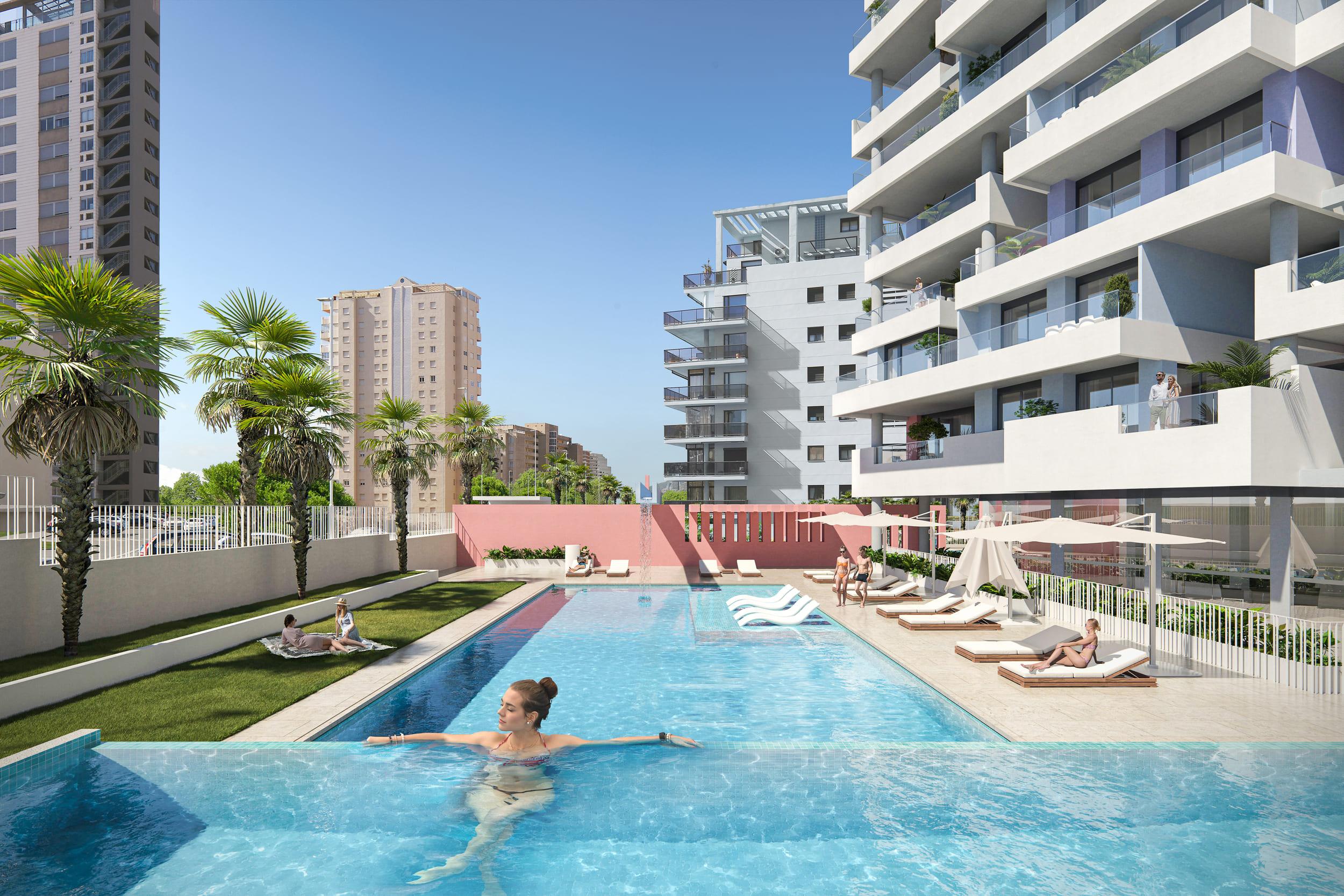 Living area in 2-bedroom apartment, Ifach