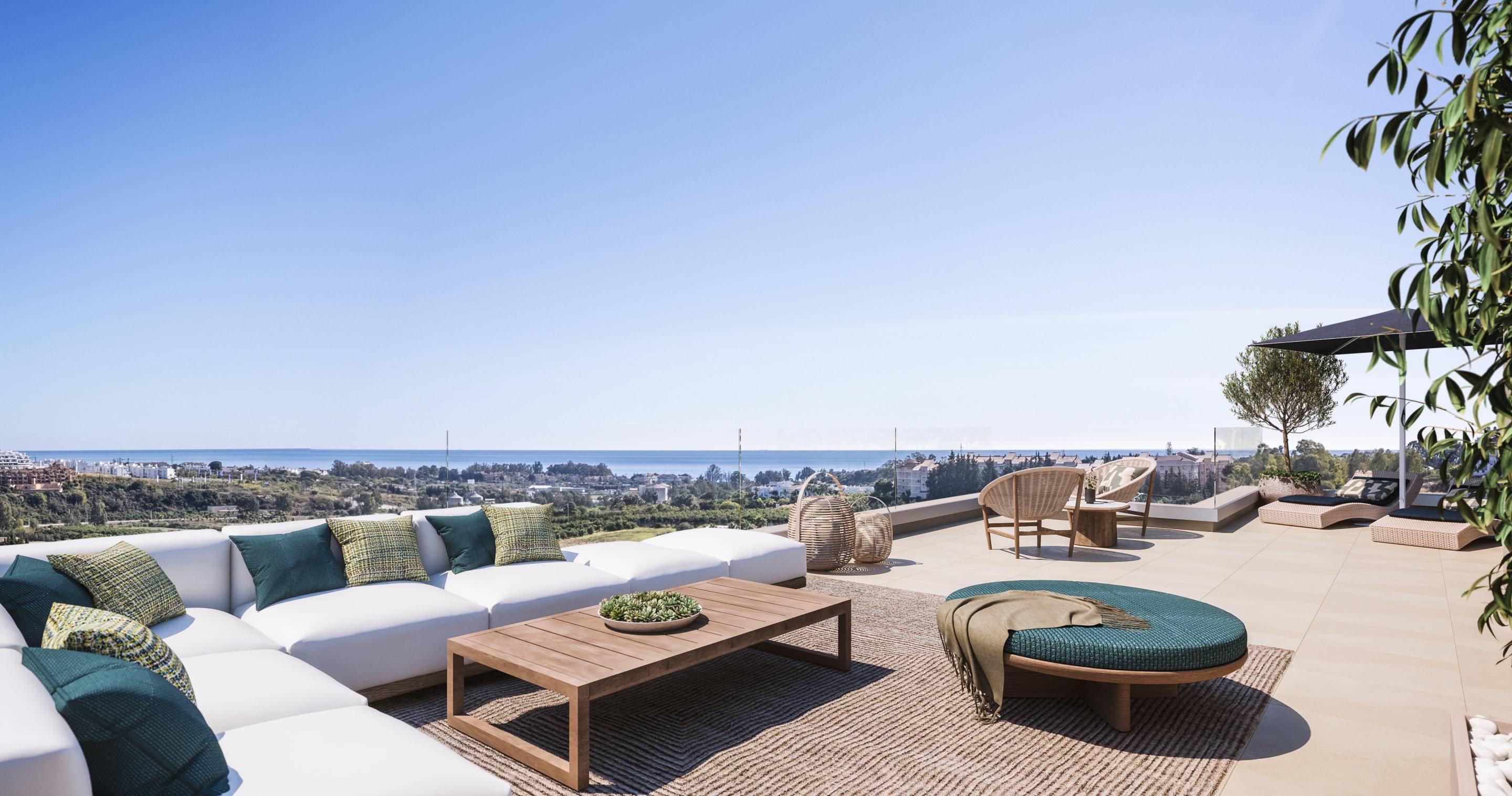 Open-plan living and dining area, 2-bedroom apartment, La Concha-Resina Golf