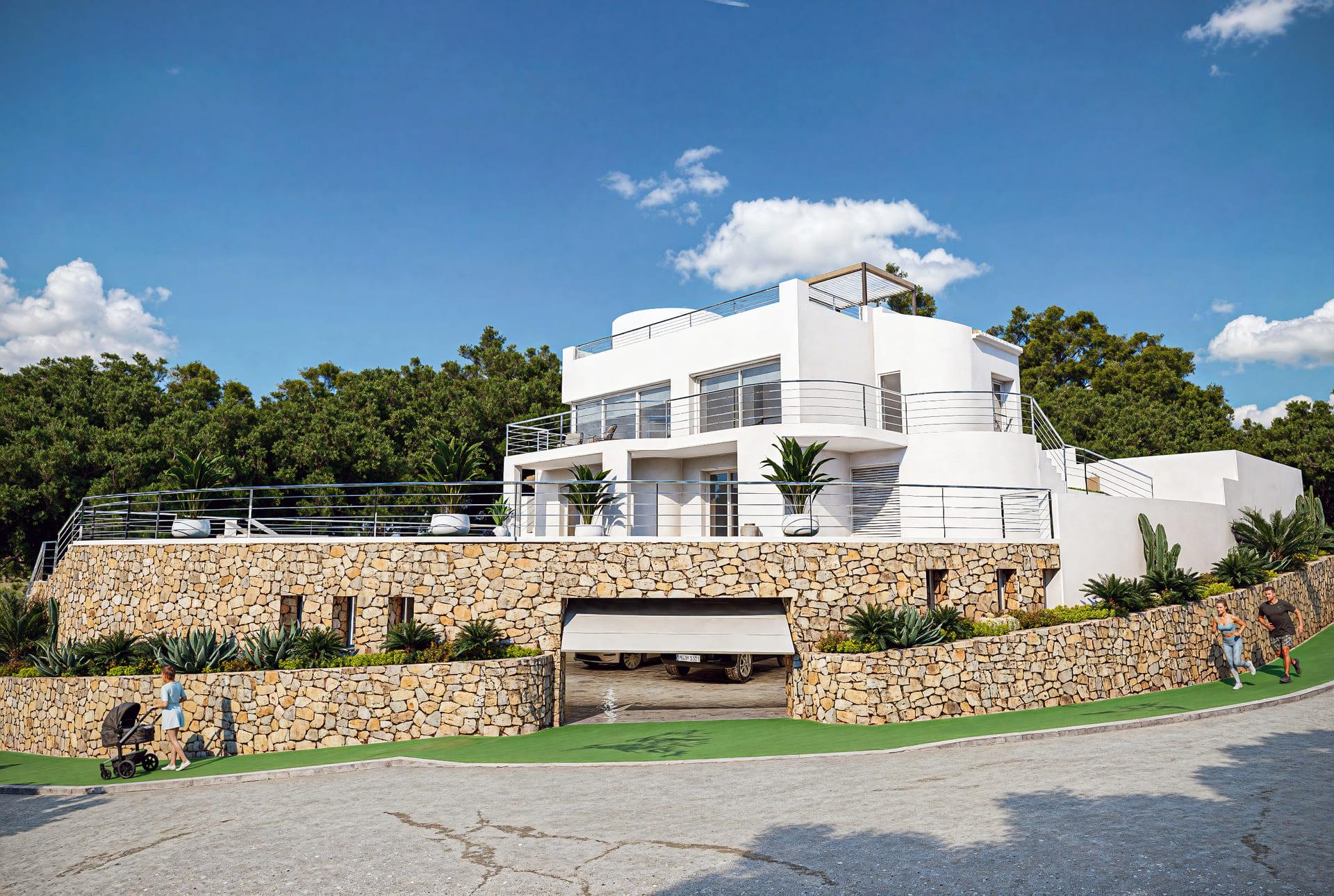 Swimming pool area on 1,000m2 plot, new-build villa, Altea Hills