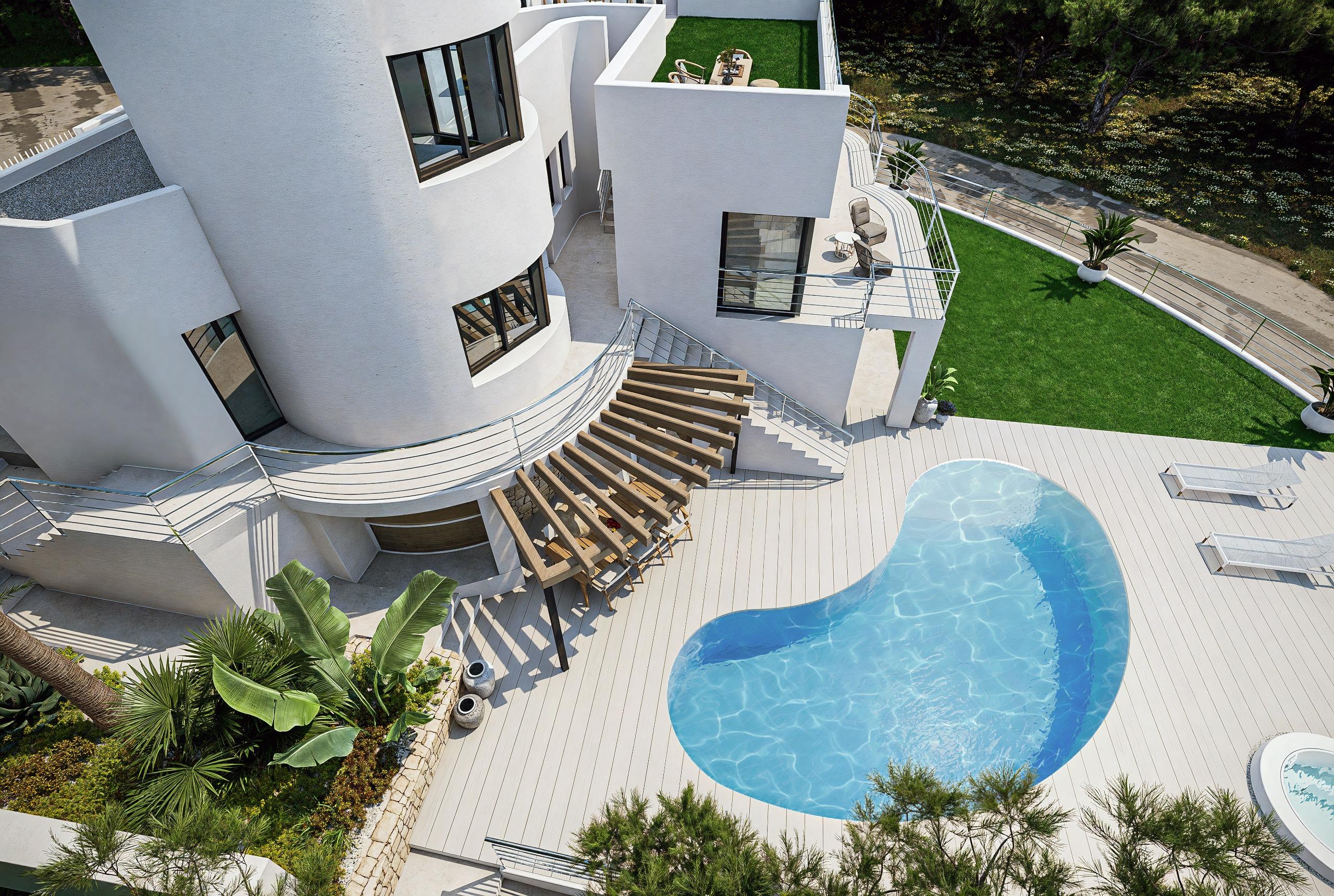 Side elevation of 4-bedroom villa on hillside plot, Altea Hills