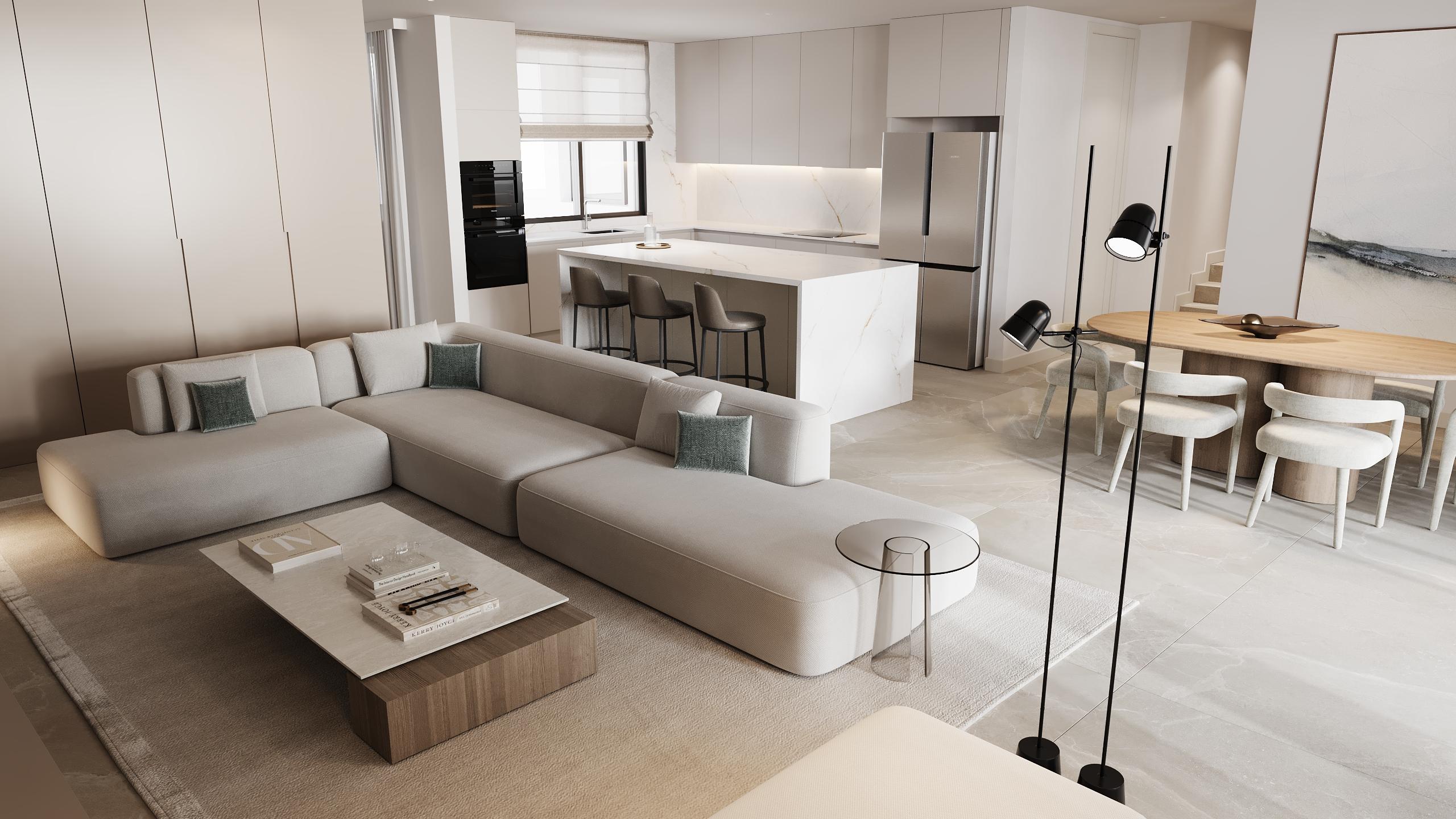 Bathroom with double vanity unit, new-build penthouse, Sotoserena