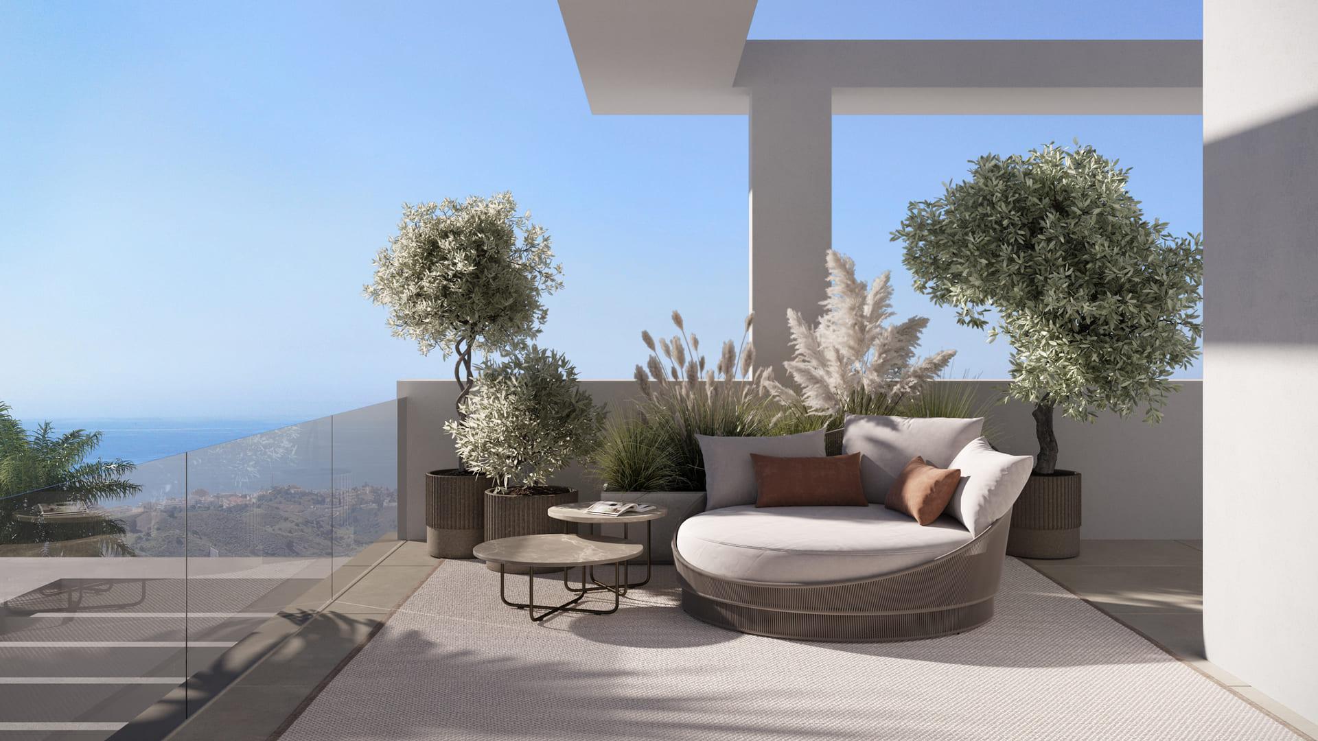 Upper-level solarium showing rooftop space, Sotoserena penthouse