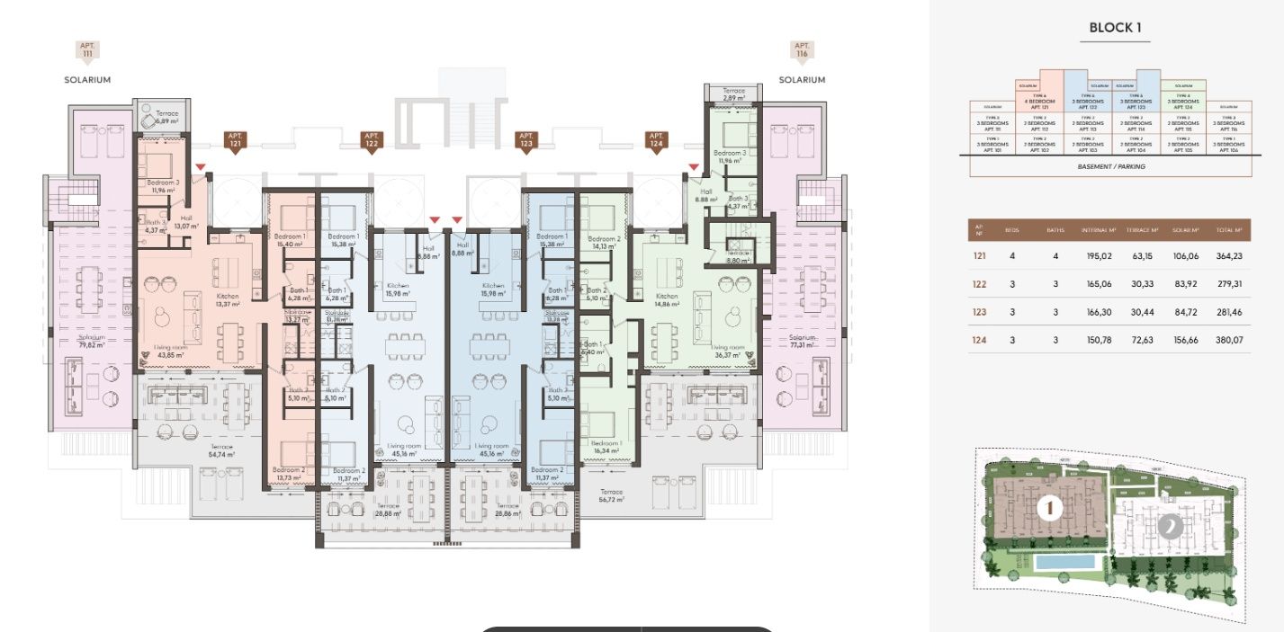 Floor plan - lower level of 3-bedroom penthouse, Sotoserena, Estepona