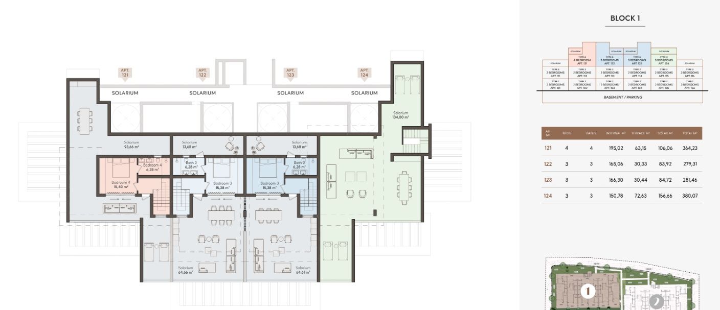 Floor plan - upper solarium level of penthouse, Sotoserena, Estepona