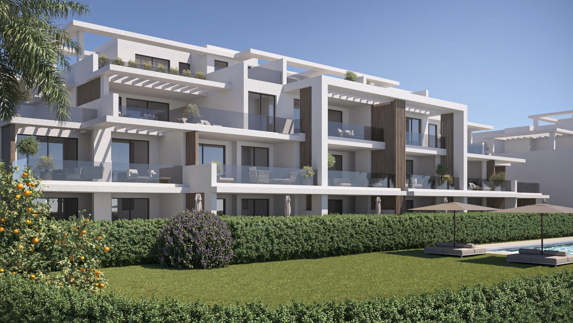 Kitchen with fitted units in 3-bedroom new-build apartment, Sotoserena, Estepona