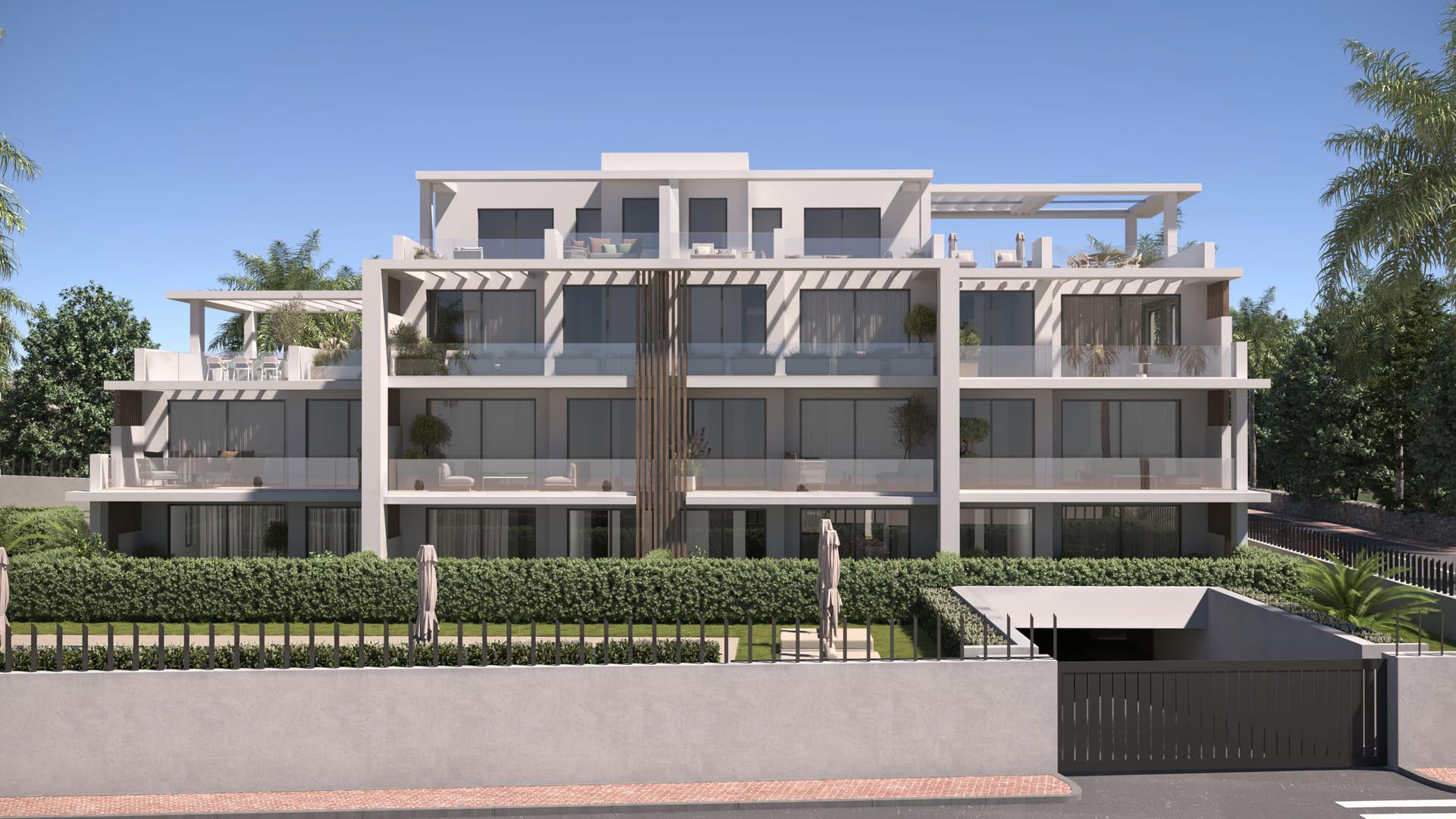 Render of communal gardens at dusk, Sotoserena development