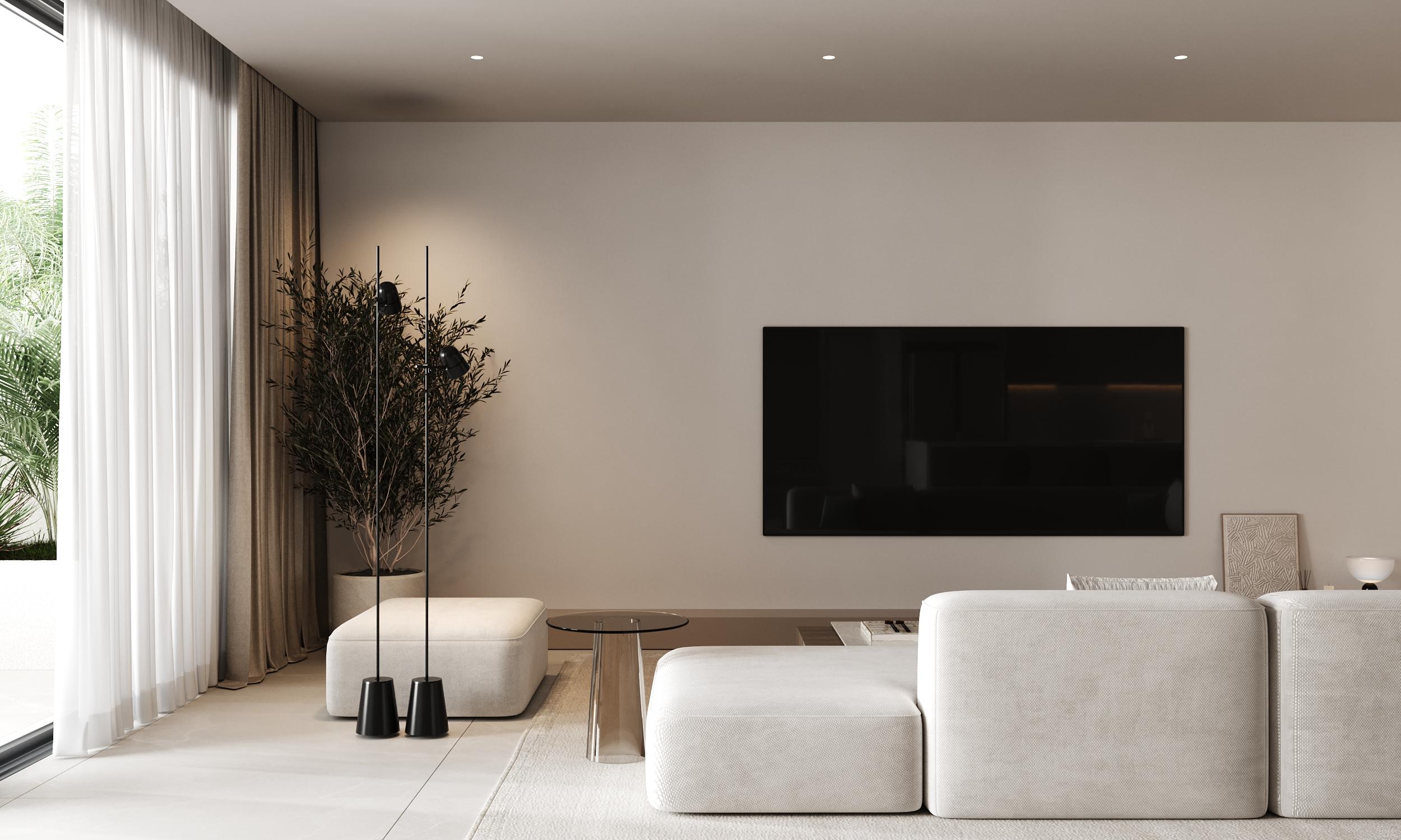 Living room showing open-plan layout, 3-bedroom apartment, Sotoserena