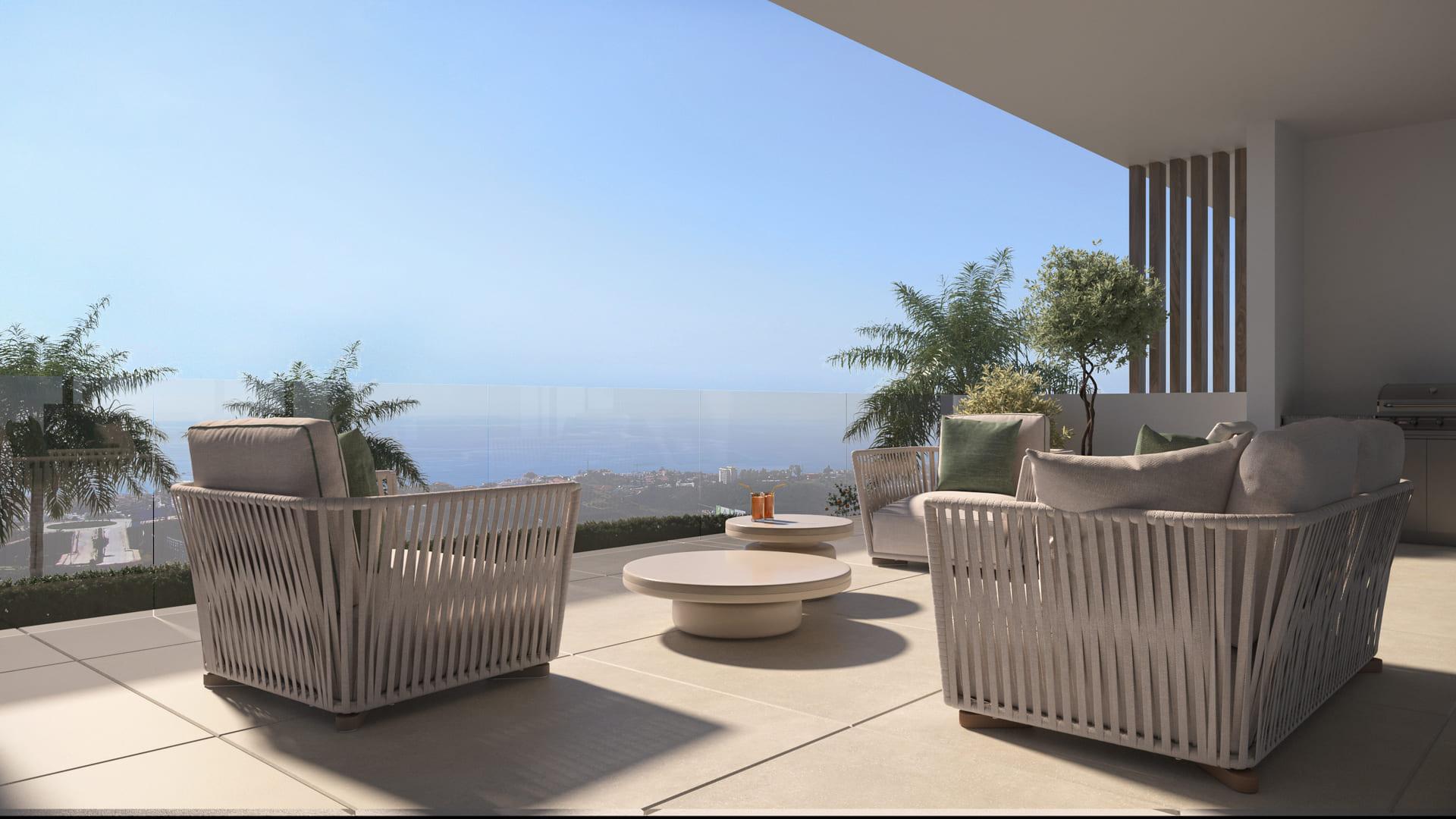Living room showing terrace access, new-build apartment, Sotoserena