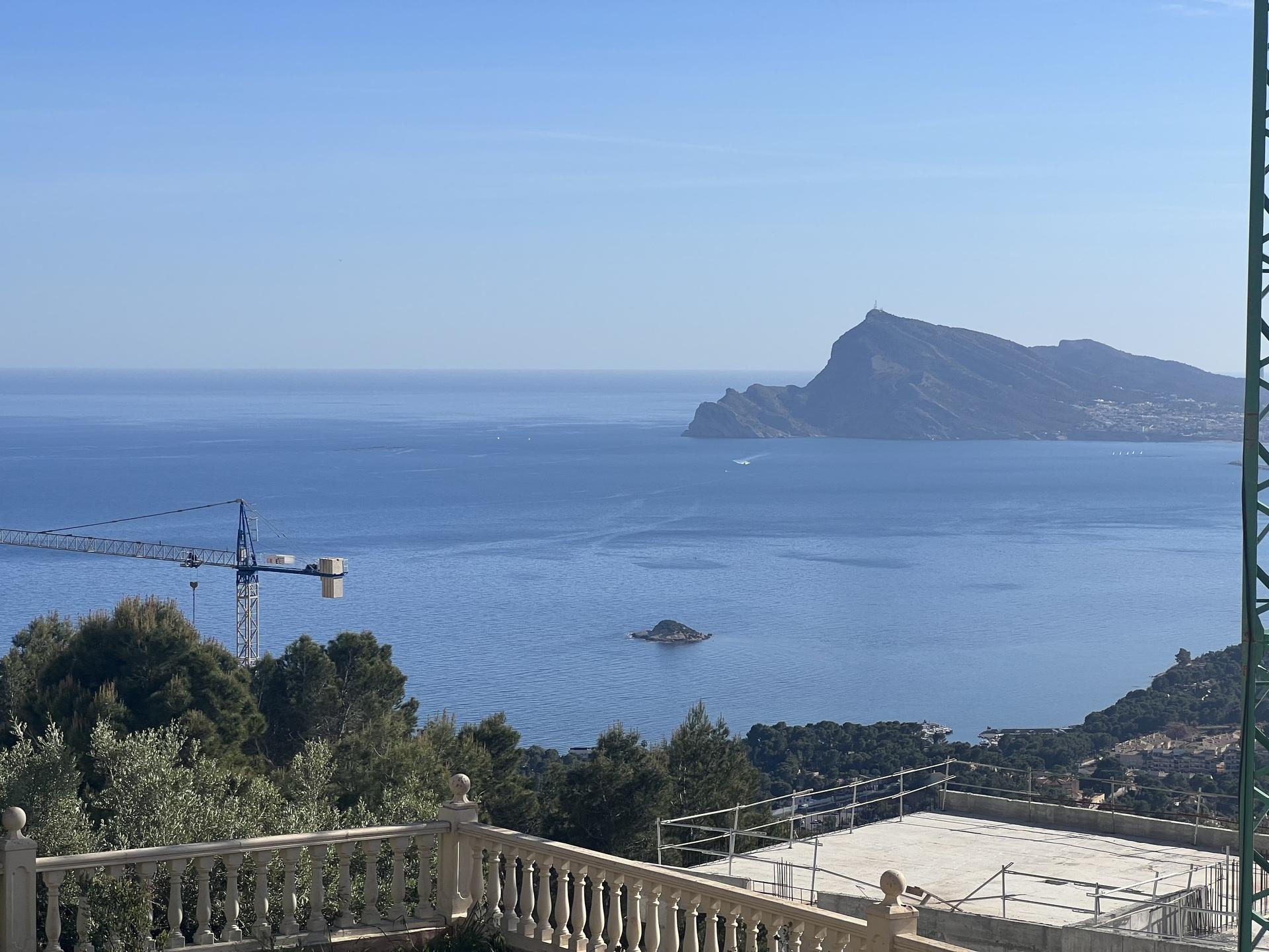 Aerial view of villa plot in Altea Hills, Altea