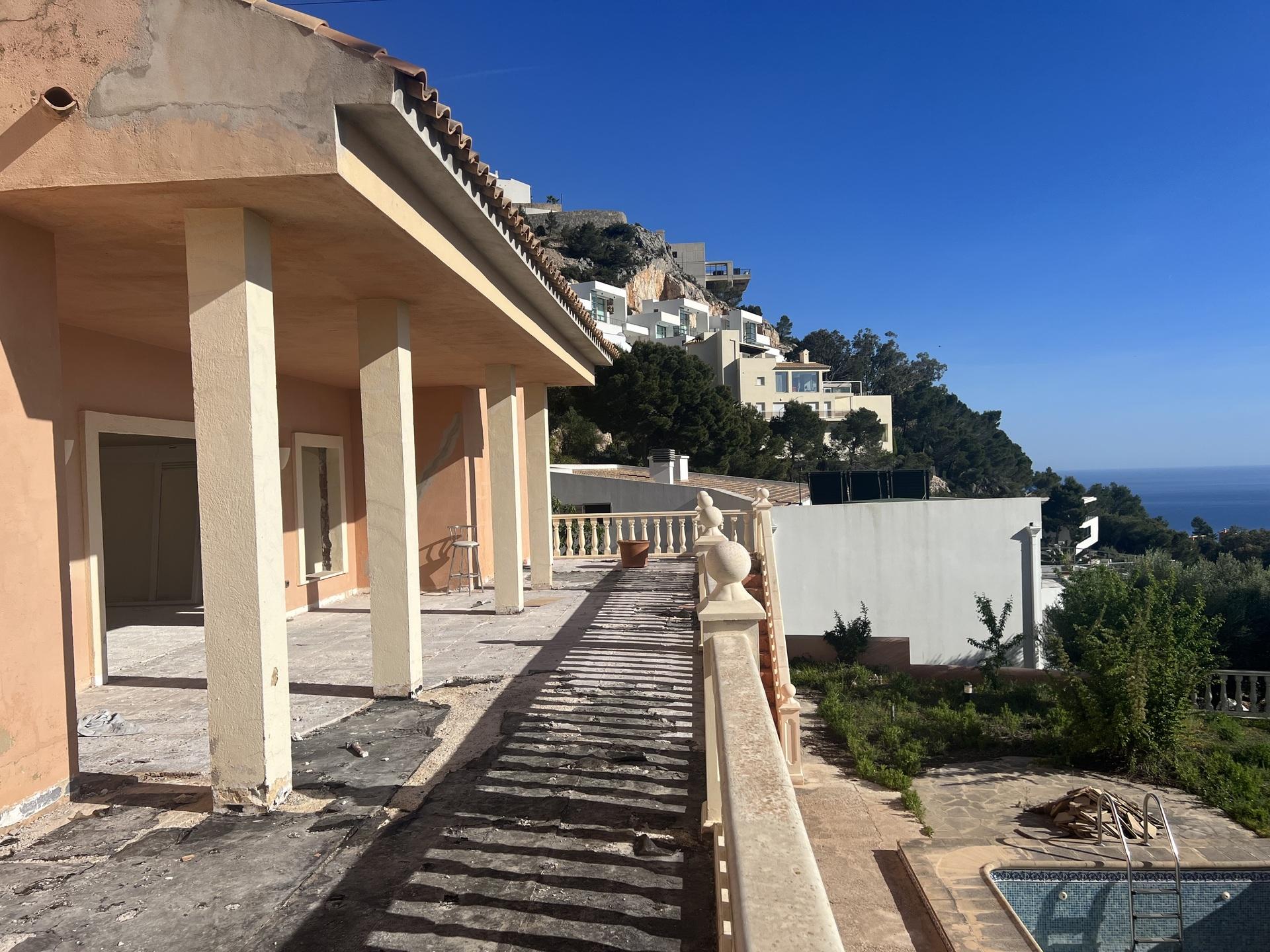 Living room with large windows in villa, Altea Hills
