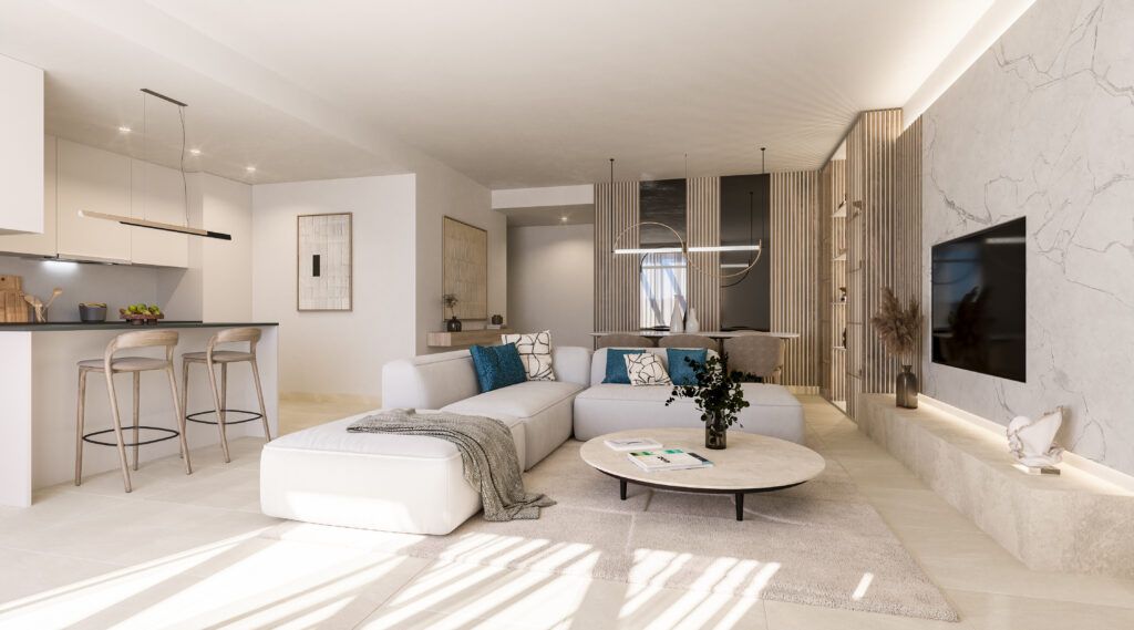 Kitchen worktop and fitted units in new-build apartment, Centro, Estepona