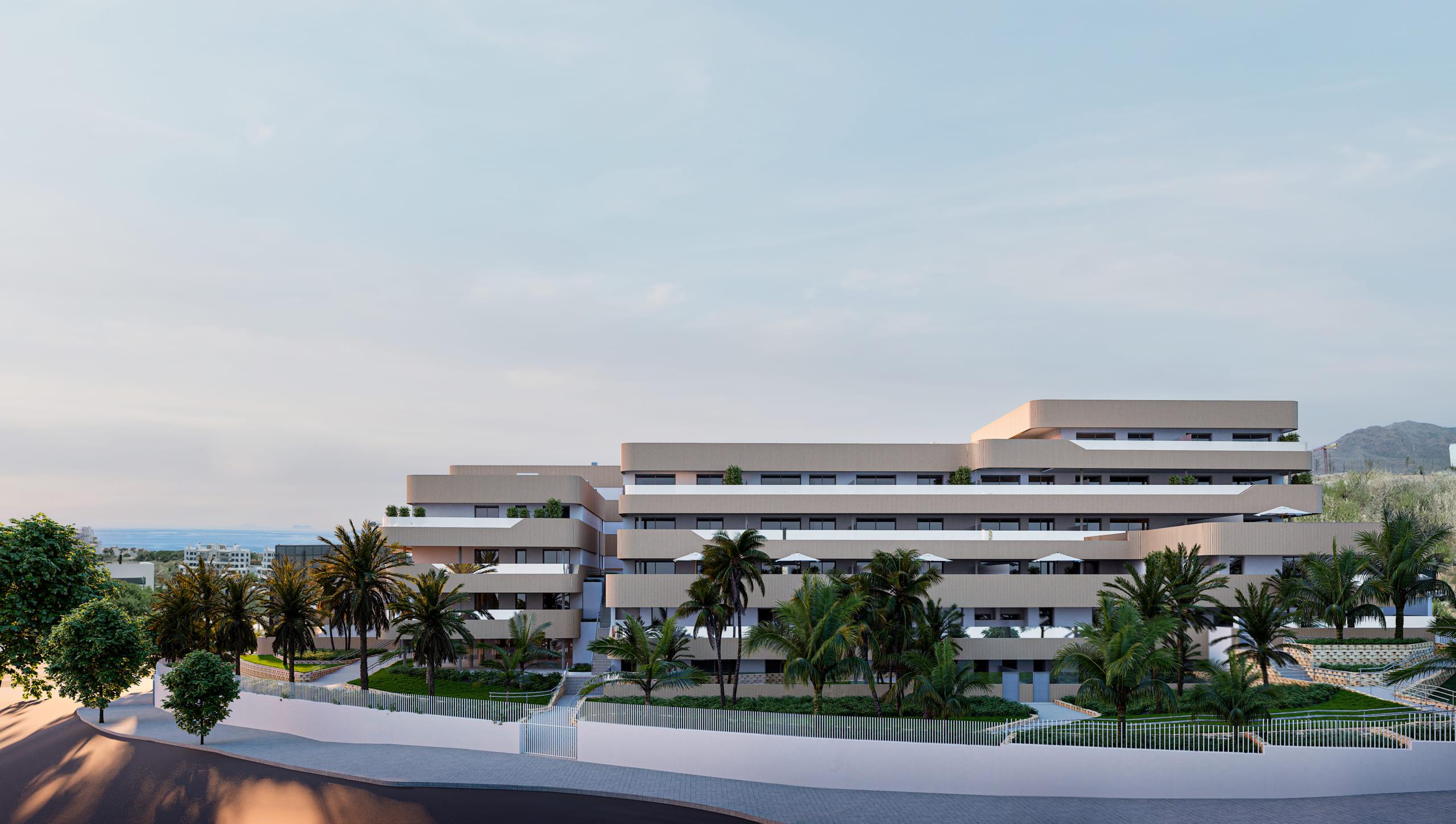 Terrace of new-build penthouse in Las Mesas, Estepona