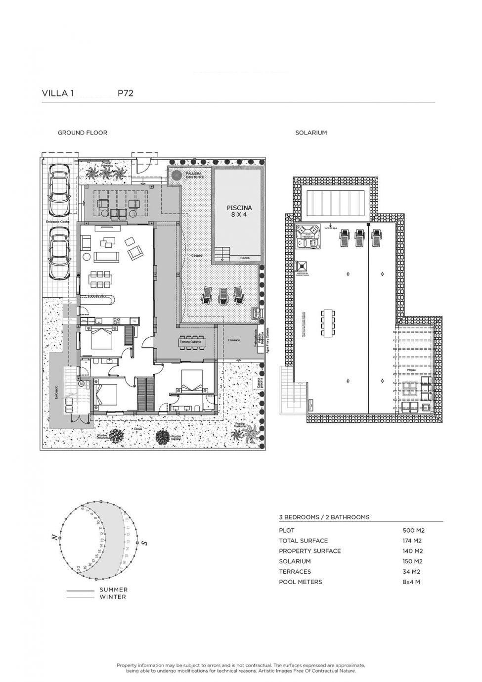 Floor plan of 3-bedroom new-build villa in Lo Marabú, Rojales