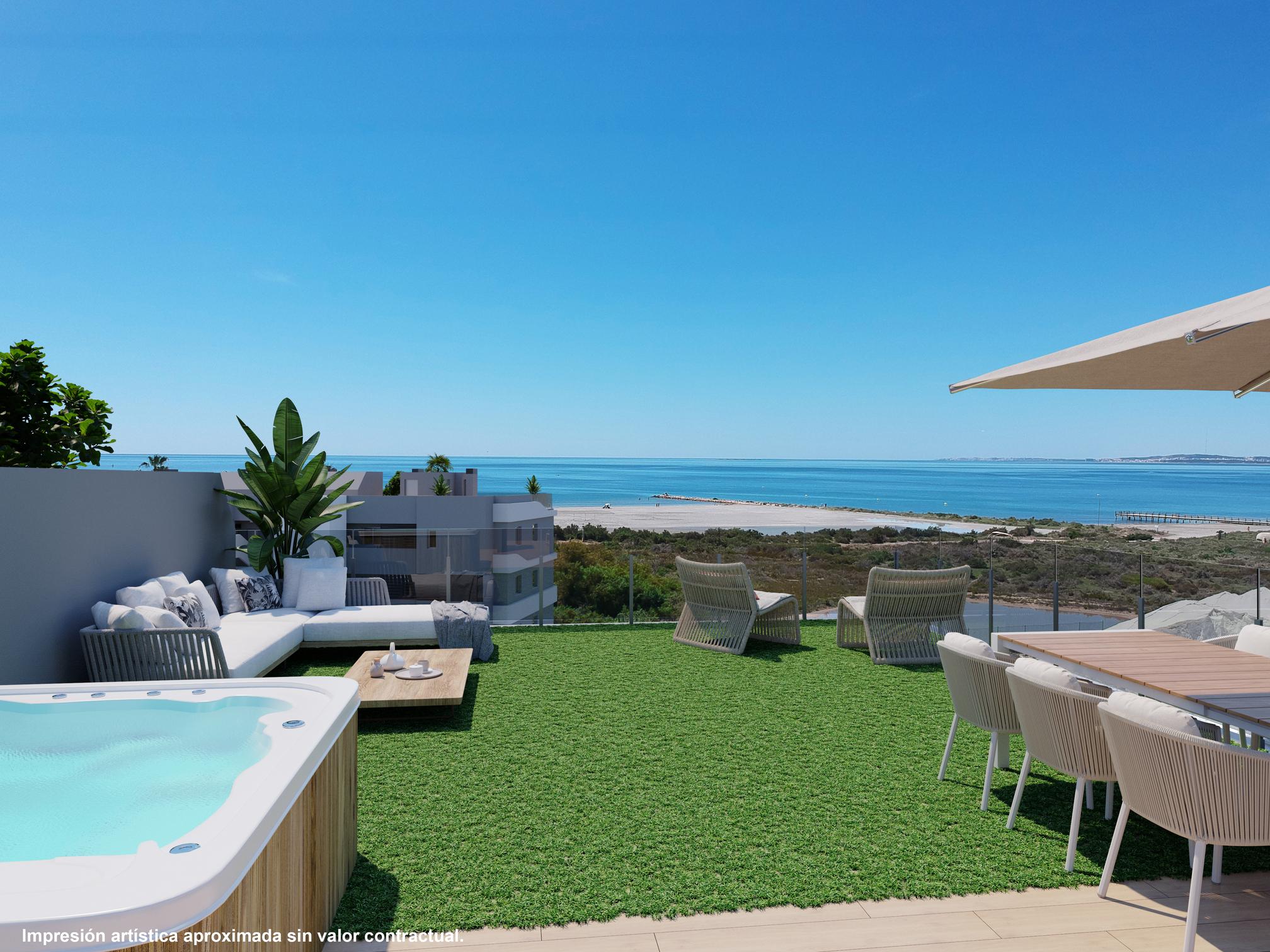 Apartment for sale in Tamarit, Santa Pola - exterior view of new-build block with communal pool