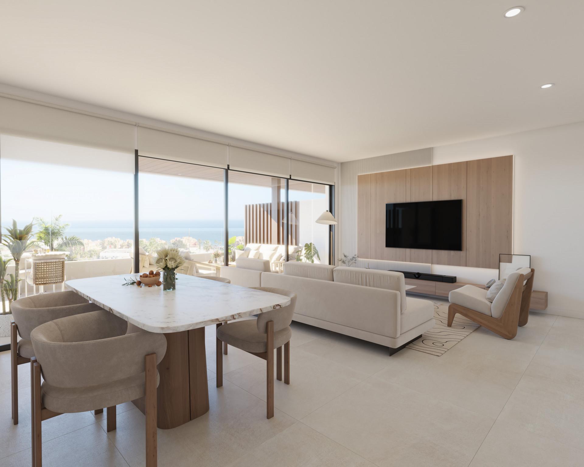 Dining area in 2-bedroom apartment, El Castillo, Manilva