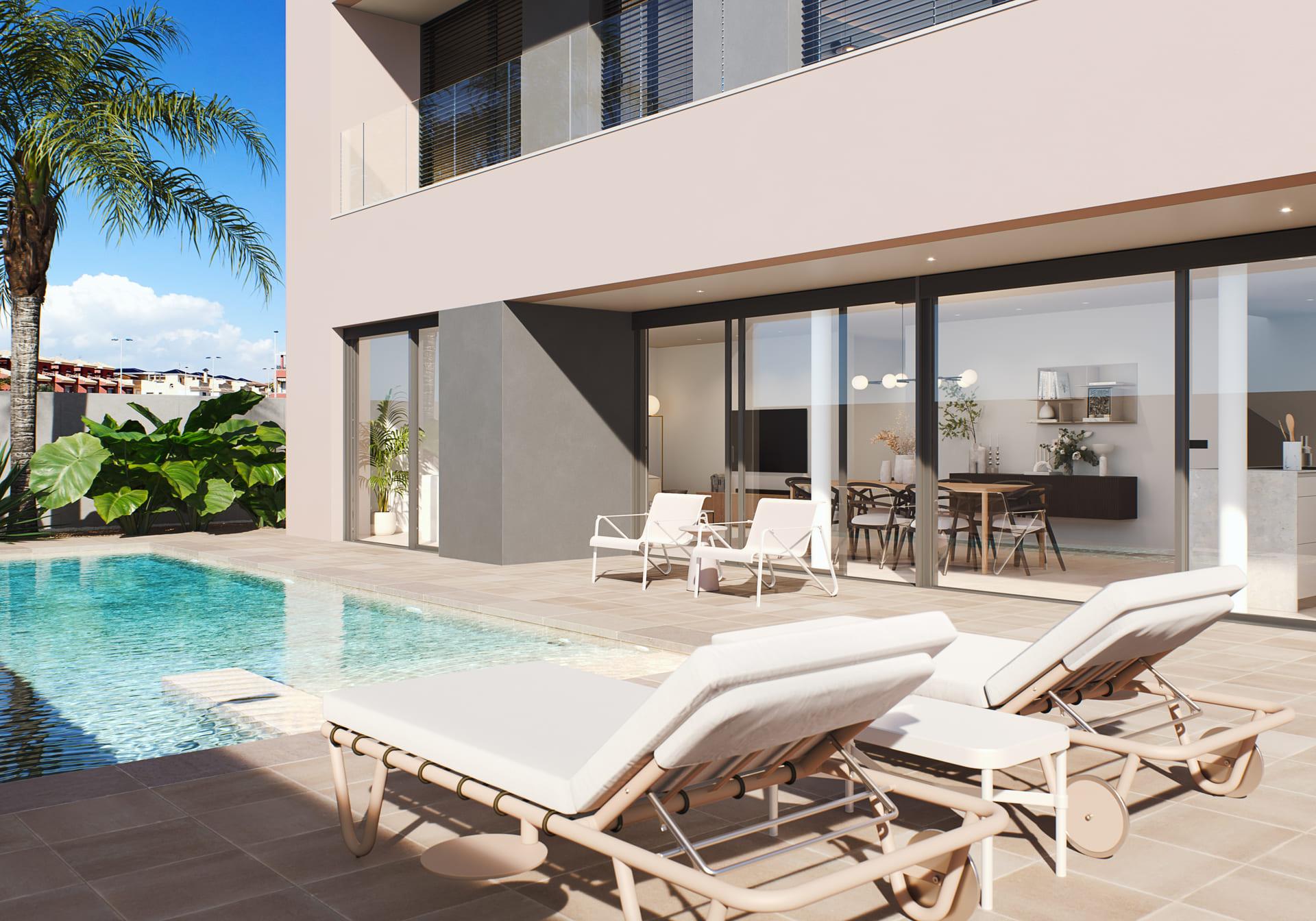 Plot boundary and landscaping of new-build villa, La Zenia