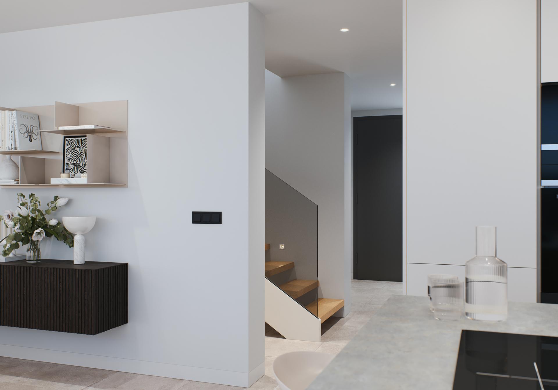 Living room with large windows in new-build villa, La Zenia