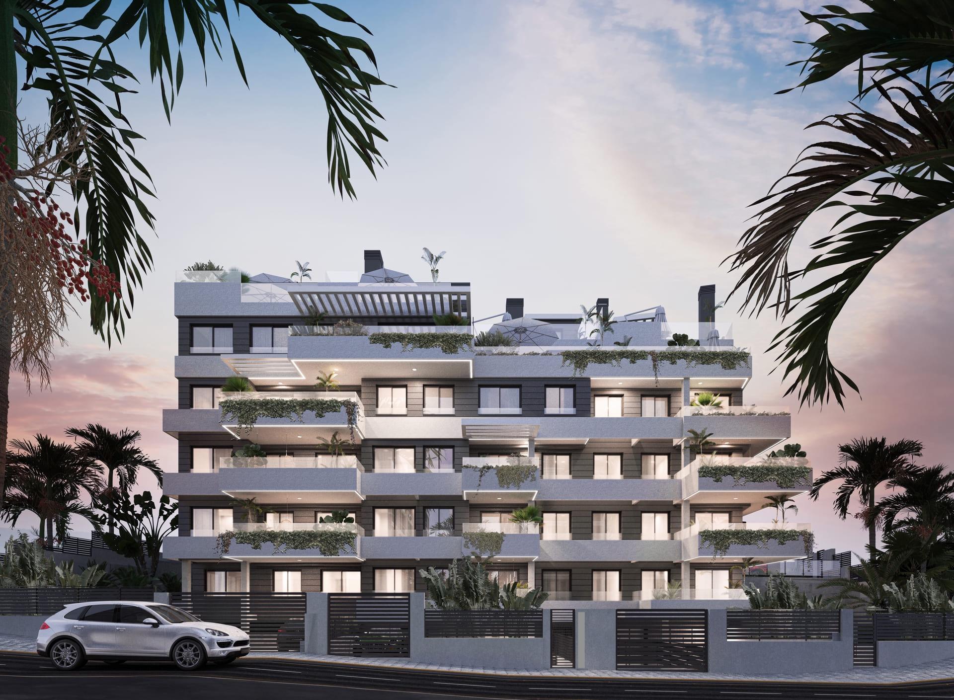Living area in 3-bedroom penthouse, Las Mesas, Estepona
